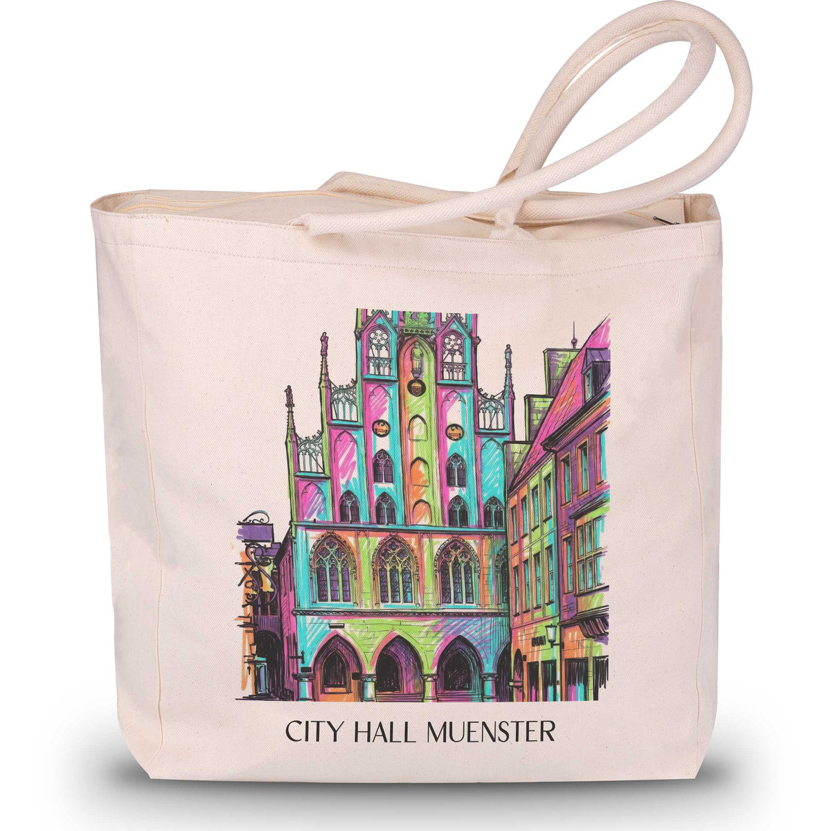 Rathaus Shopping Tasche - Münster - Deutschland Tote Bag - Einkaufstasche im Tag Graffiti Stil - favplace