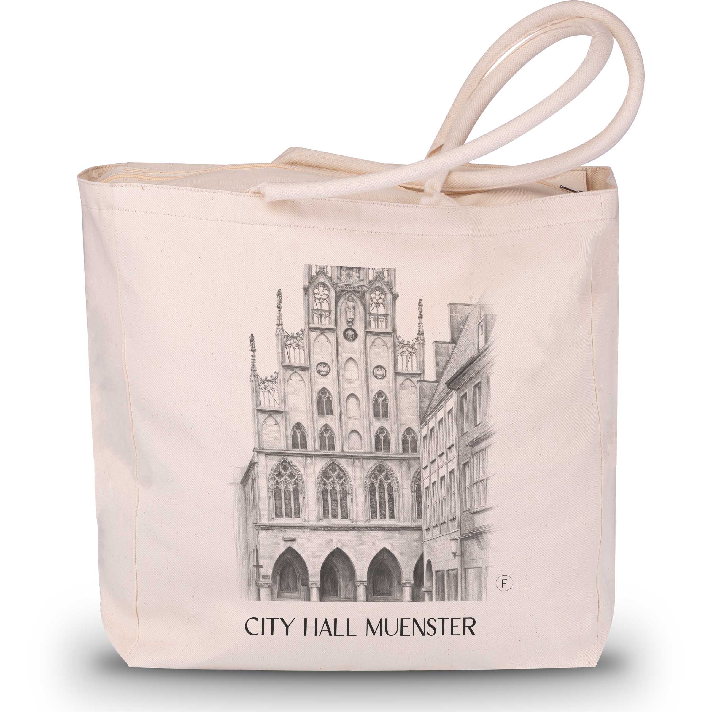 Rathaus Shopping Tasche - Münster - Deutschland Tote Bag - Einkaufstasche im Zeichnung Stil