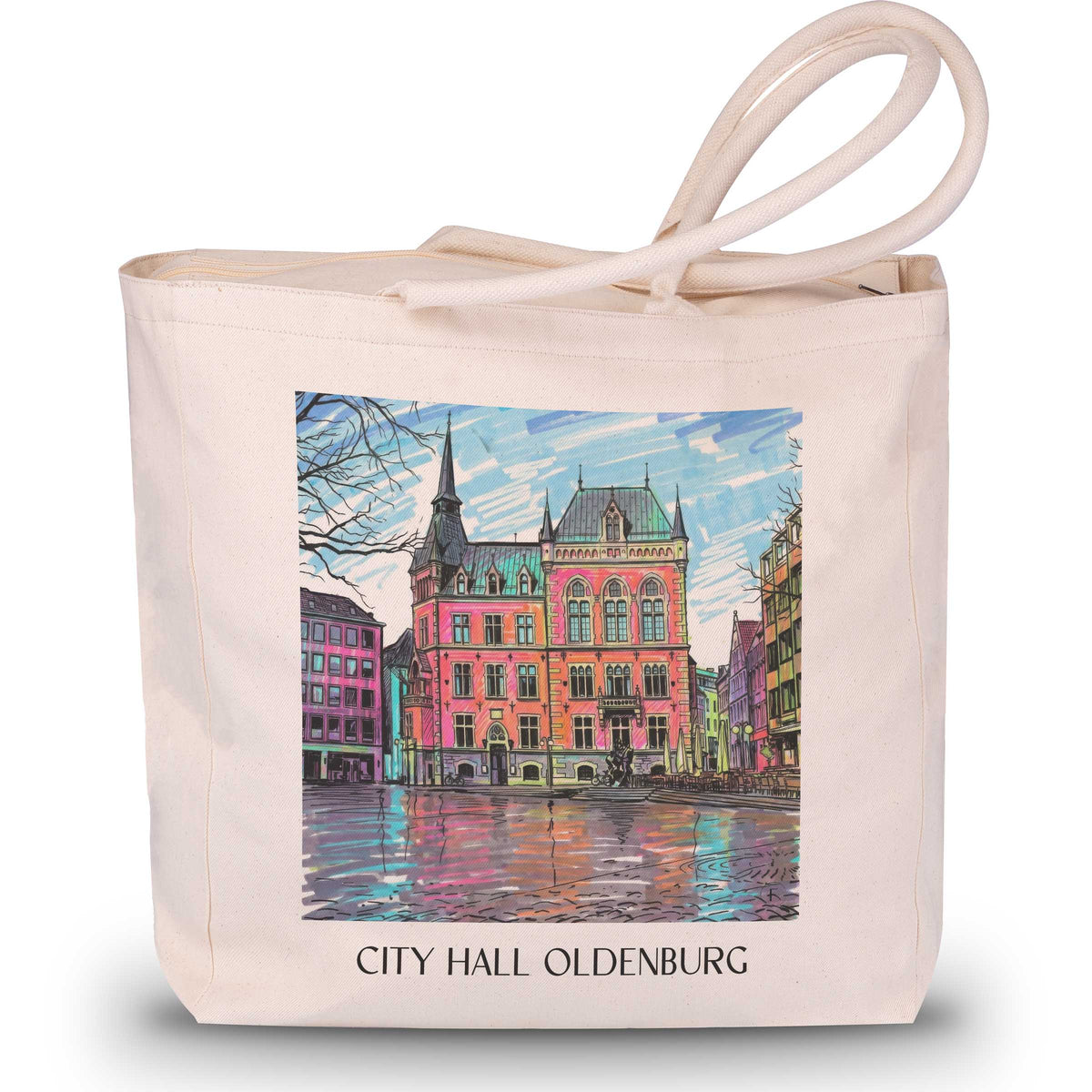 Rathaus Shopping Tasche - Oldenburg - Deutschland Tote Bag - Einkaufstasche im Tag Graffiti Stil - favplace