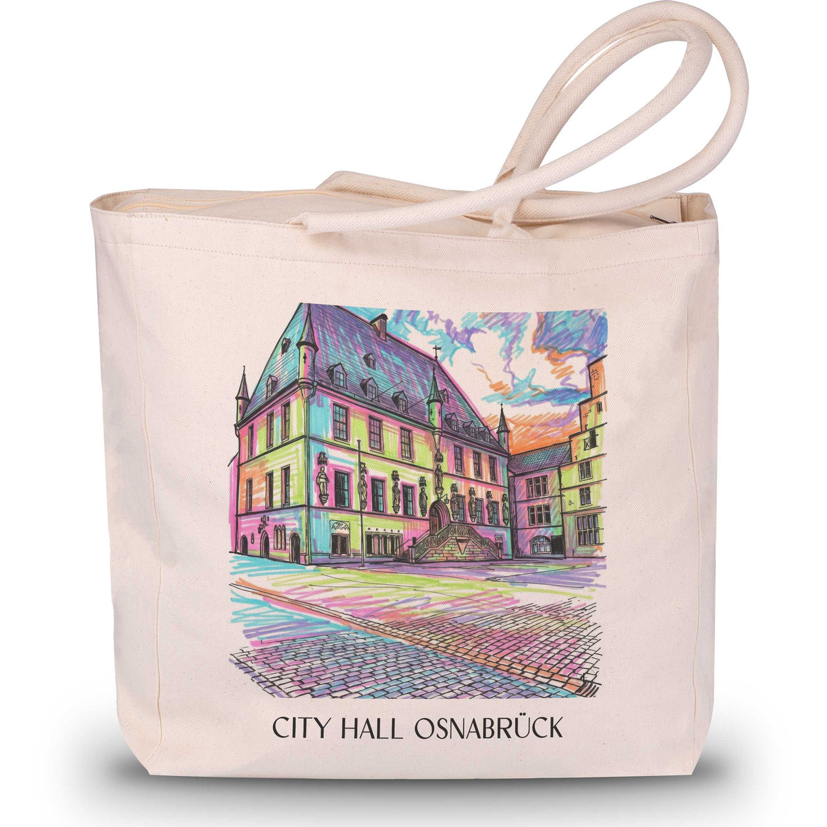 Rathaus Shopping Tasche - Osnabrück - Deutschland Tote Bag - Einkaufstasche im Tag Graffiti Stil - favplace