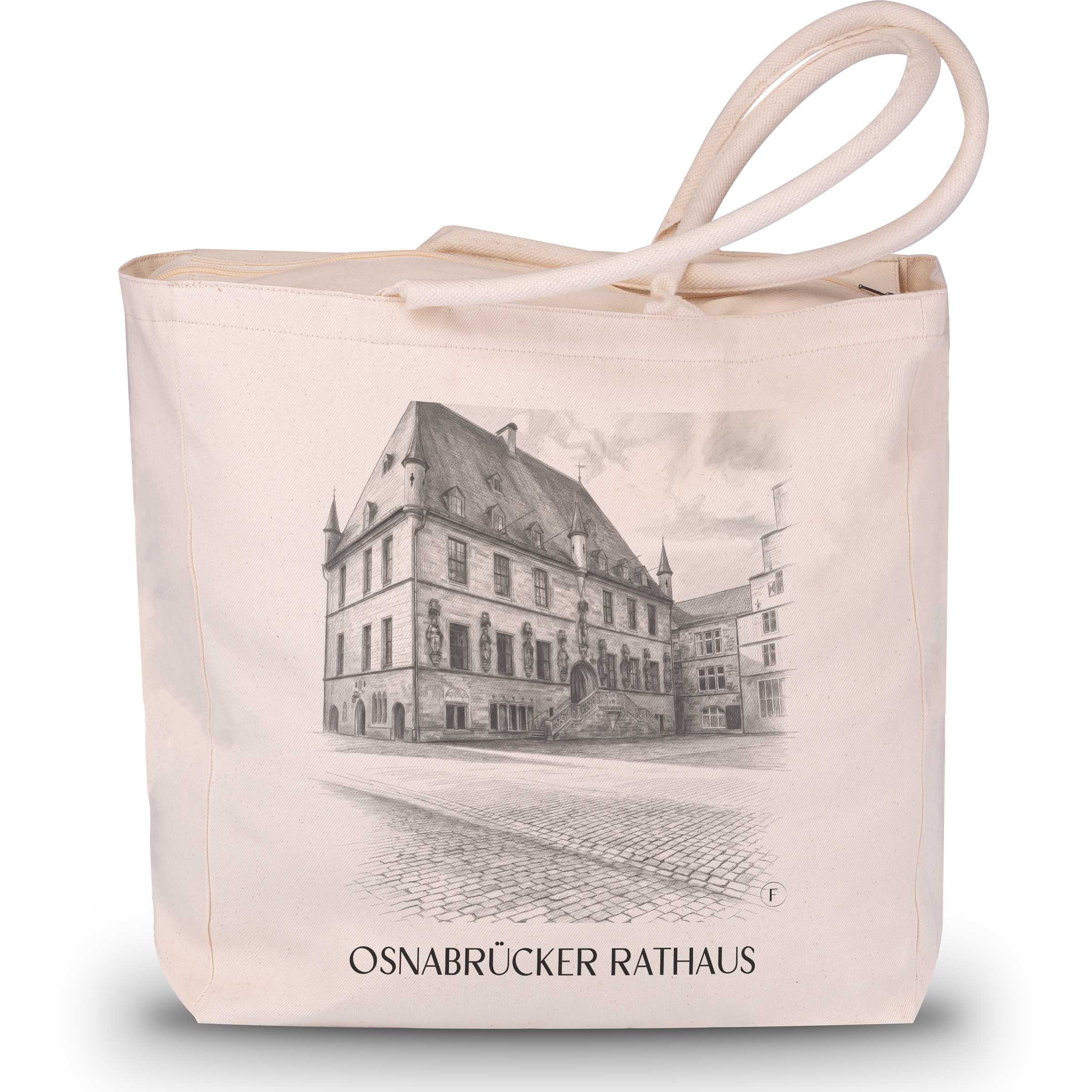 rathaus-osnabrück-deutschland-einkaufstasche-bleistift-zeichnung-drawing