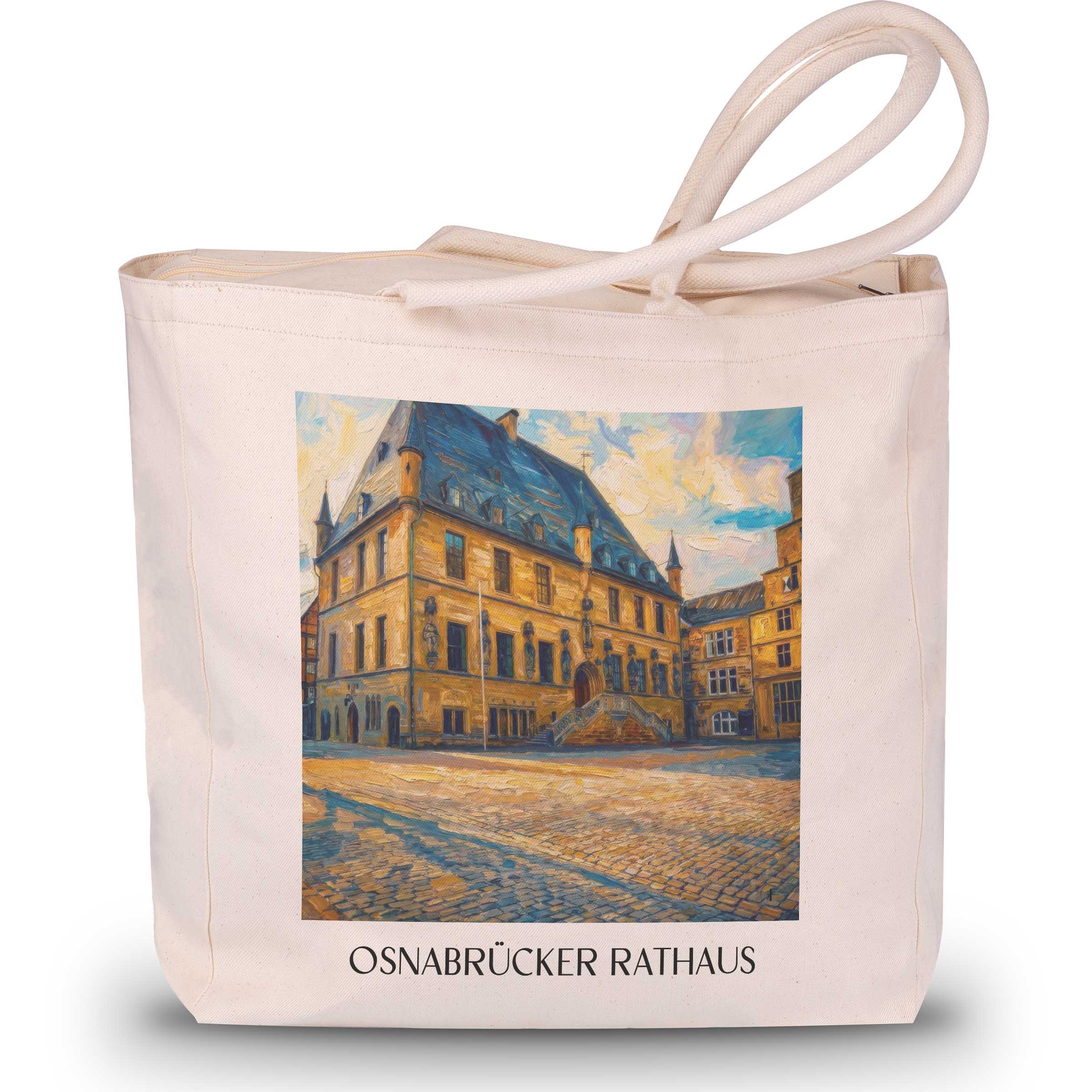 rathaus-osnabrück-deutschland-einkaufstasche-oil-painting-oelgemaelde