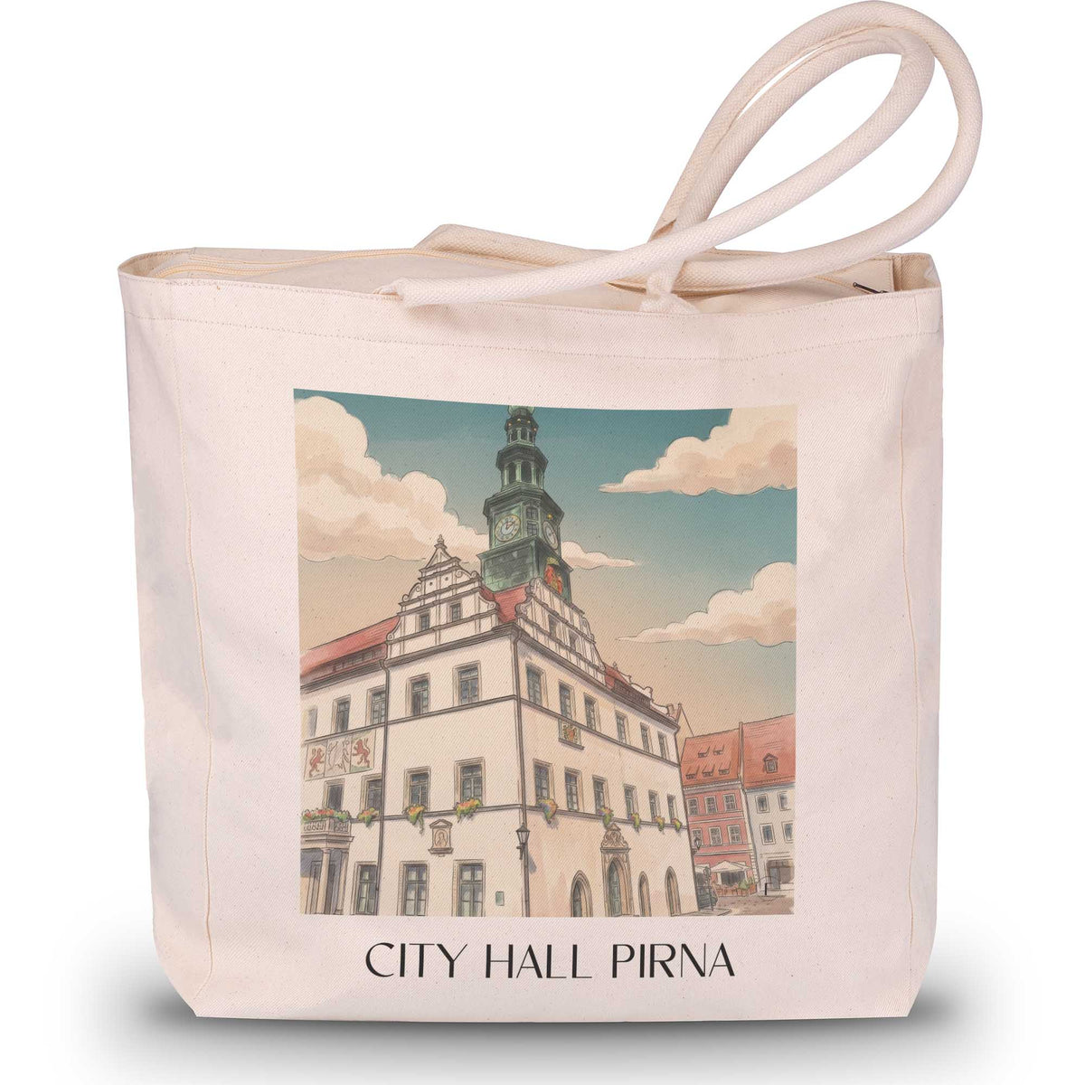 Rathaus Shopping Tasche - Pirna - Deutschland Tote Bag - Einkaufstasche im Aquarell Stil - favplace
