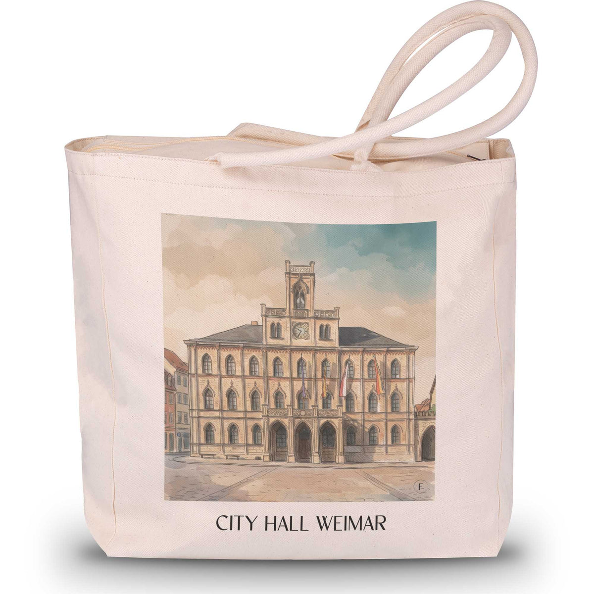 Rathaus Shopping Tasche - Weimar - Deutschland Tote Bag - Einkaufstasche im Aquarell Stil - favplace