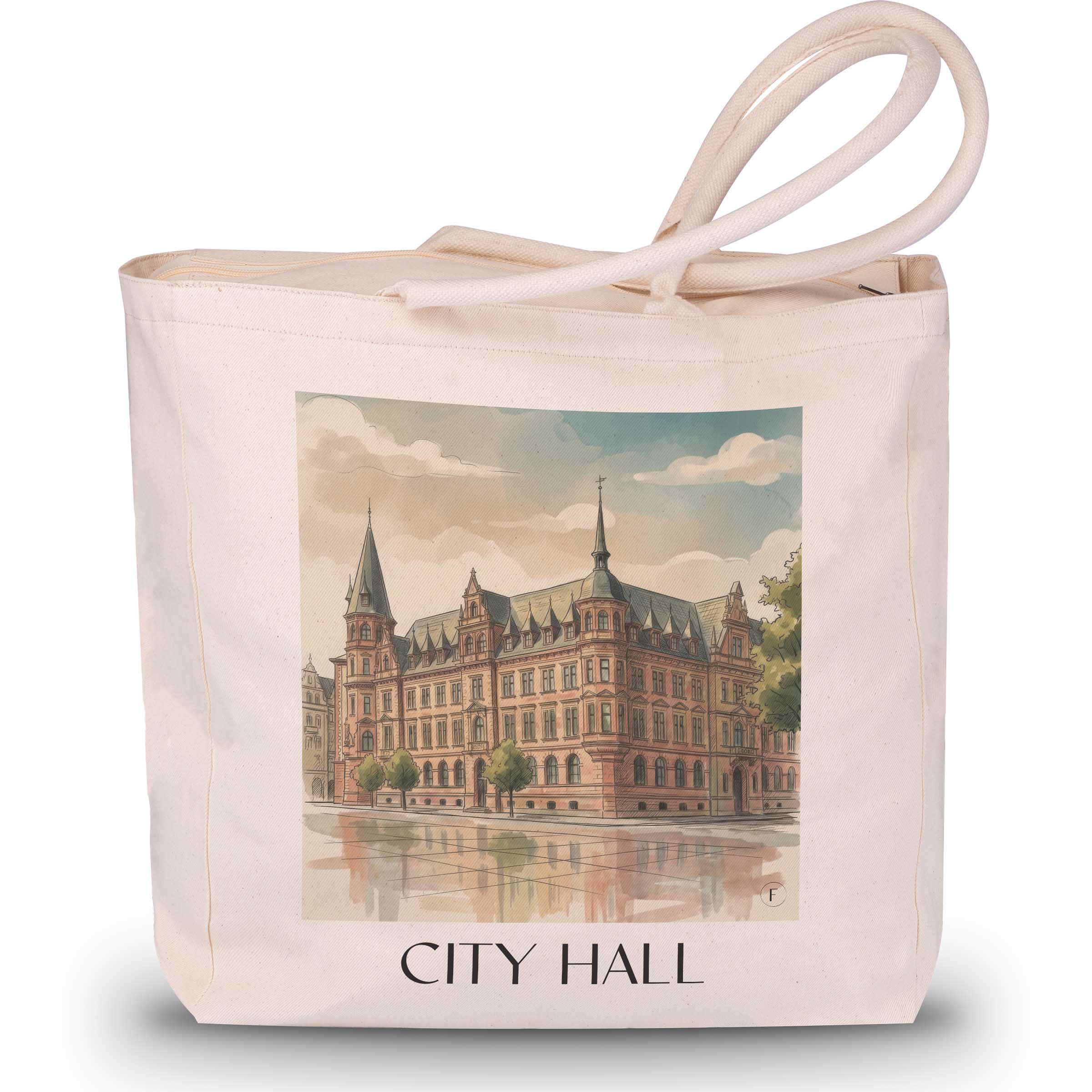 Rathaus Shopping Tasche - Wiesbaden - Deutschland Tote Bag - Einkaufstasche im Aquarell Stil - favplace