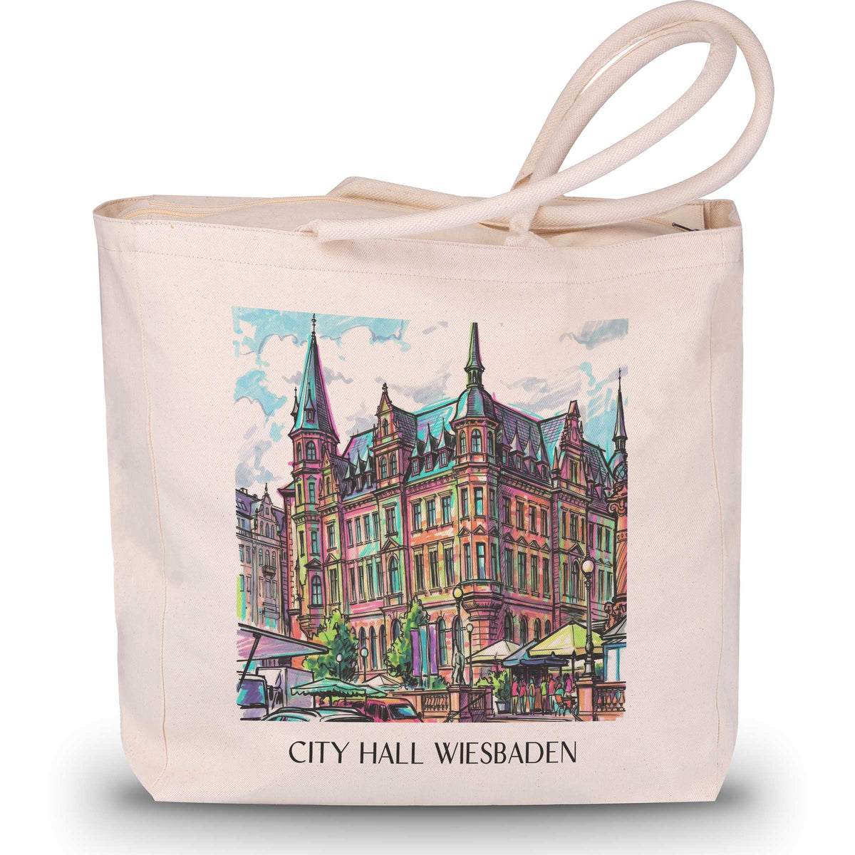 Rathaus Shopping Tasche - Wiesbaden - Deutschland Tote Bag - Einkaufstasche im Tag Graffiti Stil - favplace