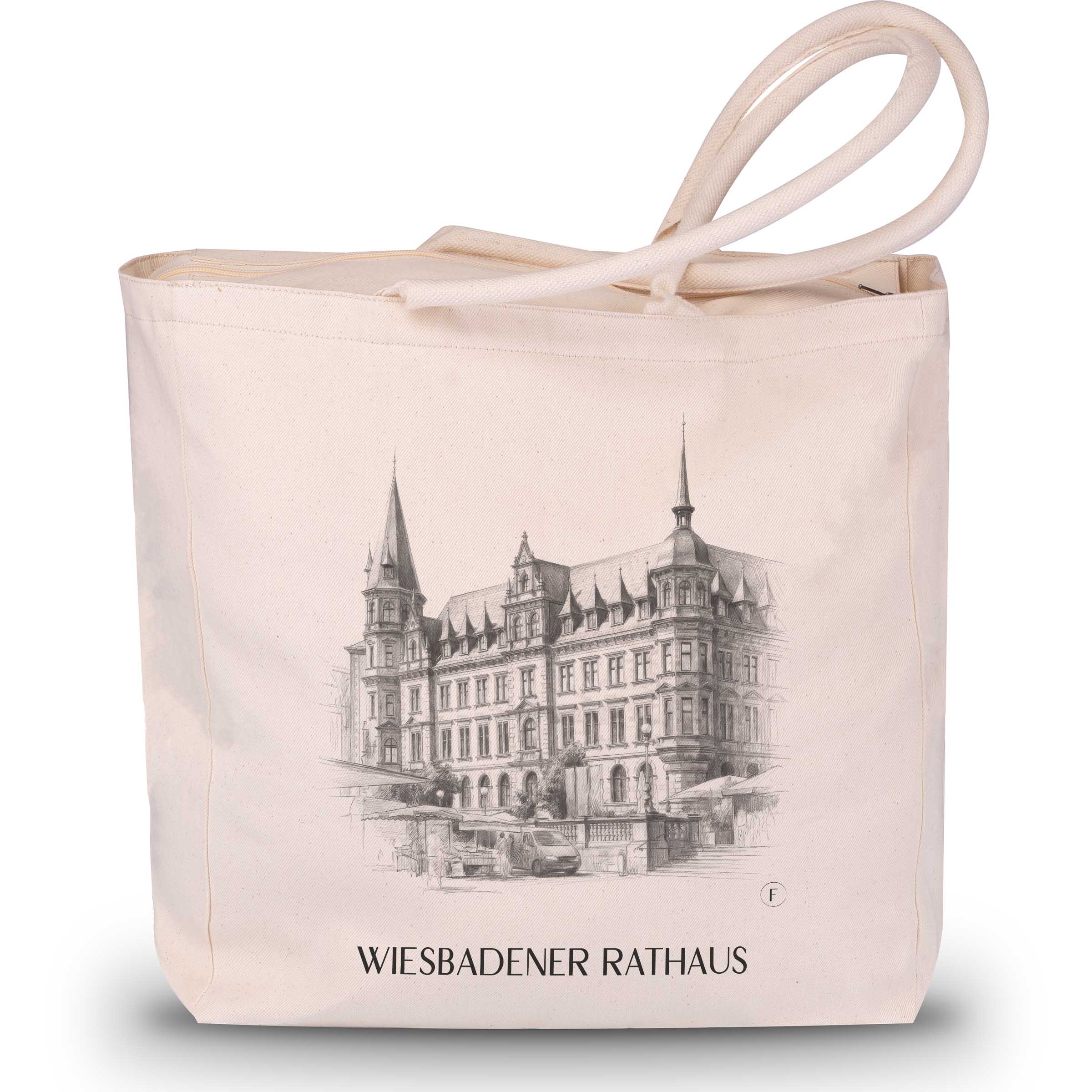 rathaus-wiesbaden-deutschland-einkaufstasche-bleistift-zeichnung-drawing