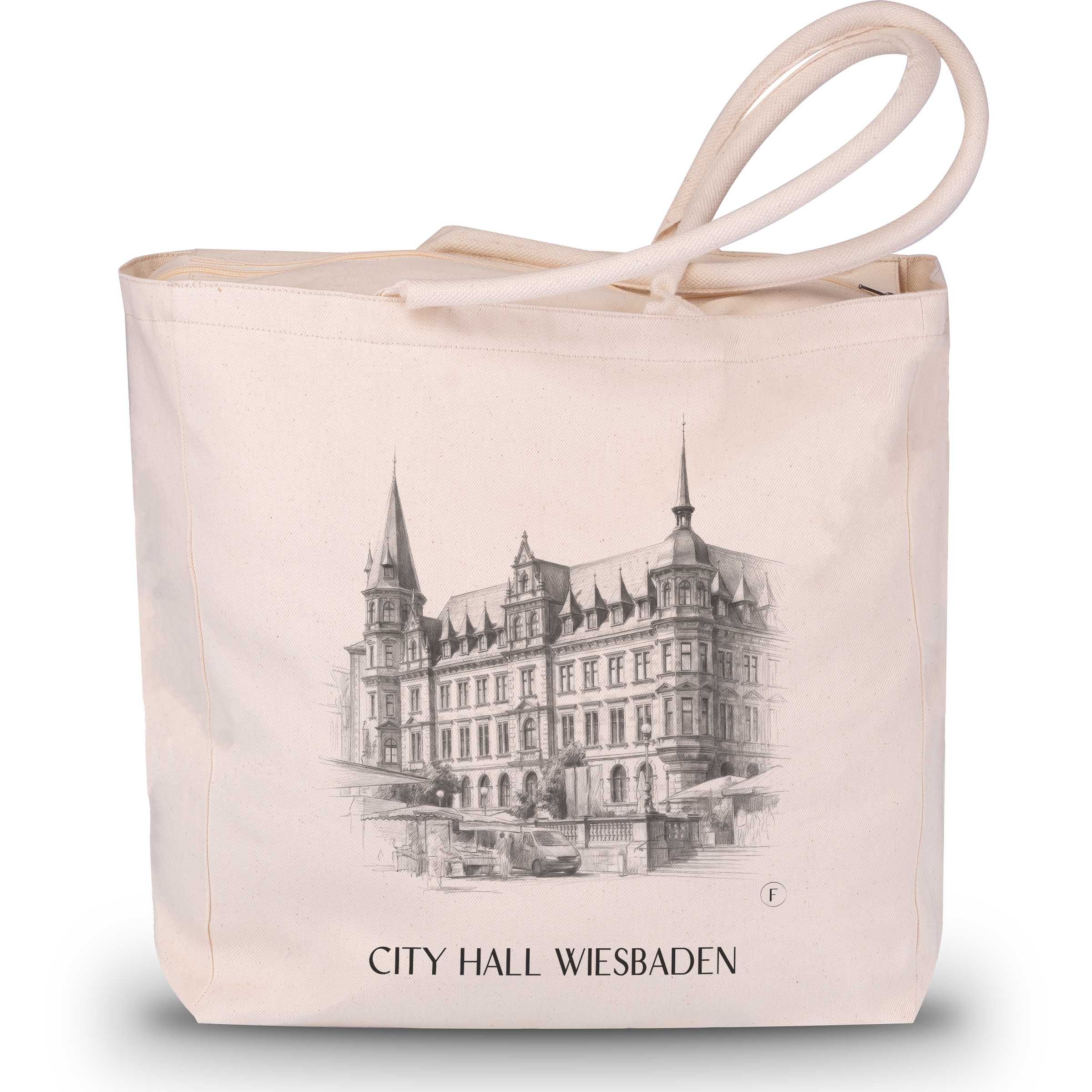 Rathaus Shopping Tasche - Wiesbaden - Deutschland Tote Bag - Einkaufstasche im Zeichnung Stil
