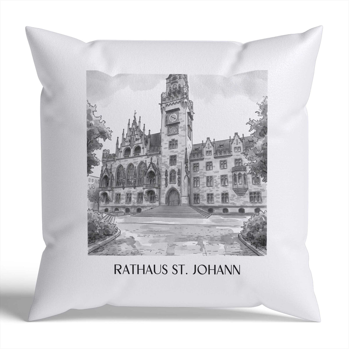 rathaus-st.-johann-saarbrücken-deutschland-kissenbezug-aquarell-schwarz-weiss