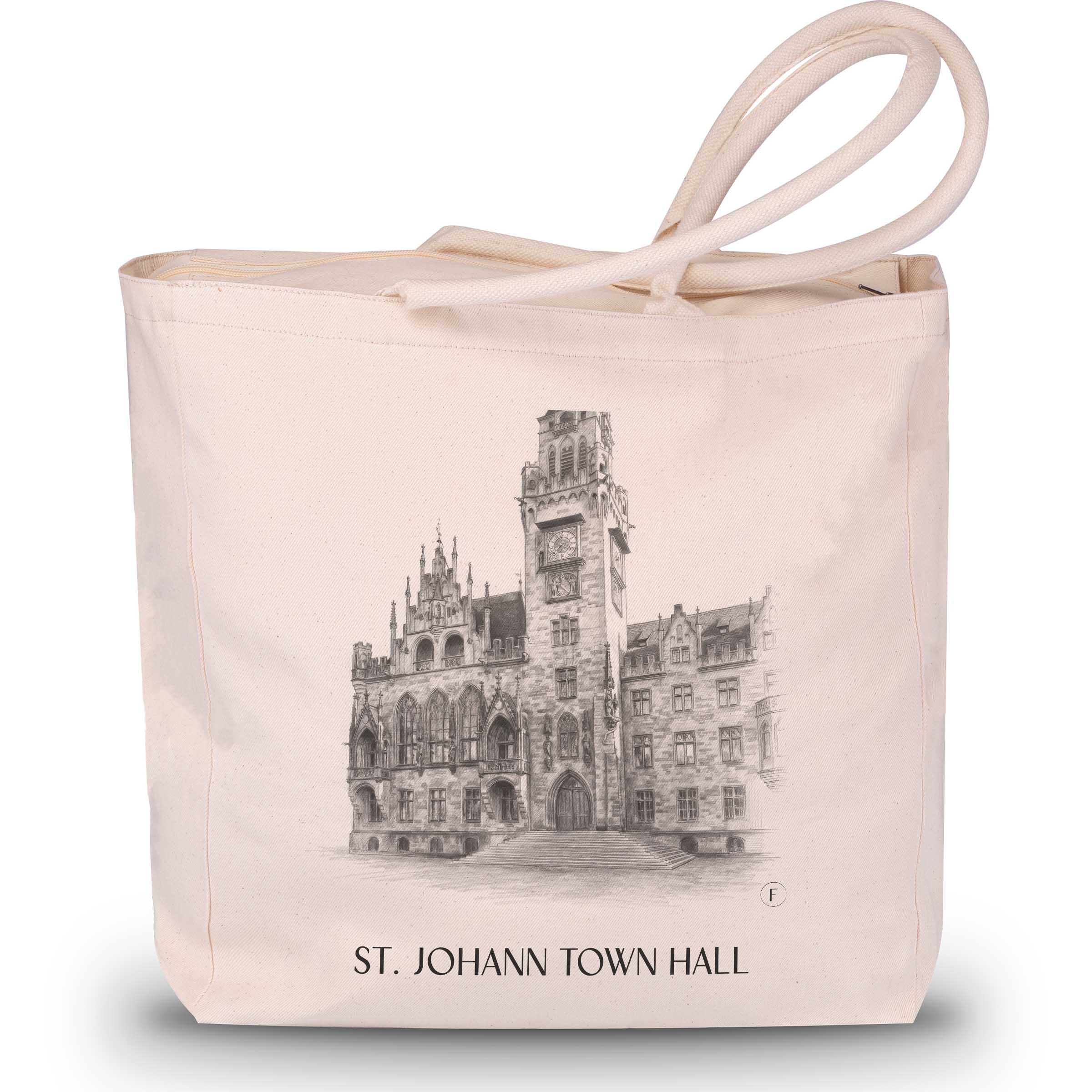 Rathaus St. Johann Shopping Tasche - Saarbrücken - Deutschland Tote Bag - Einkaufstasche im Zeichnung Stil - favplace