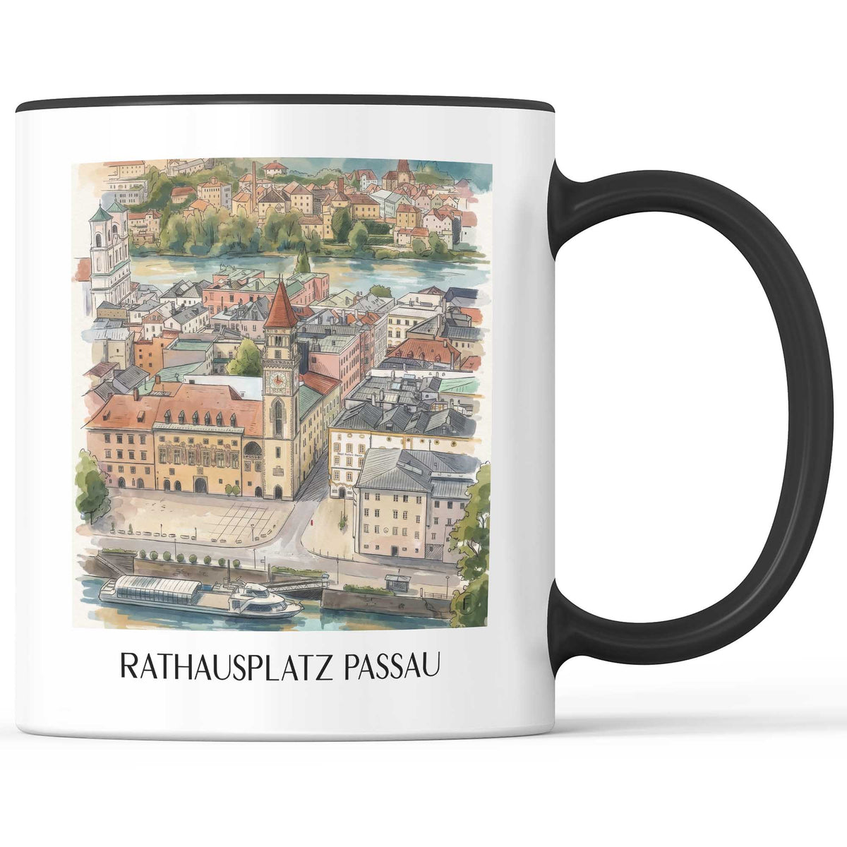 rathausplatz-passau-deutschland-kaffeebecher-aquarell
