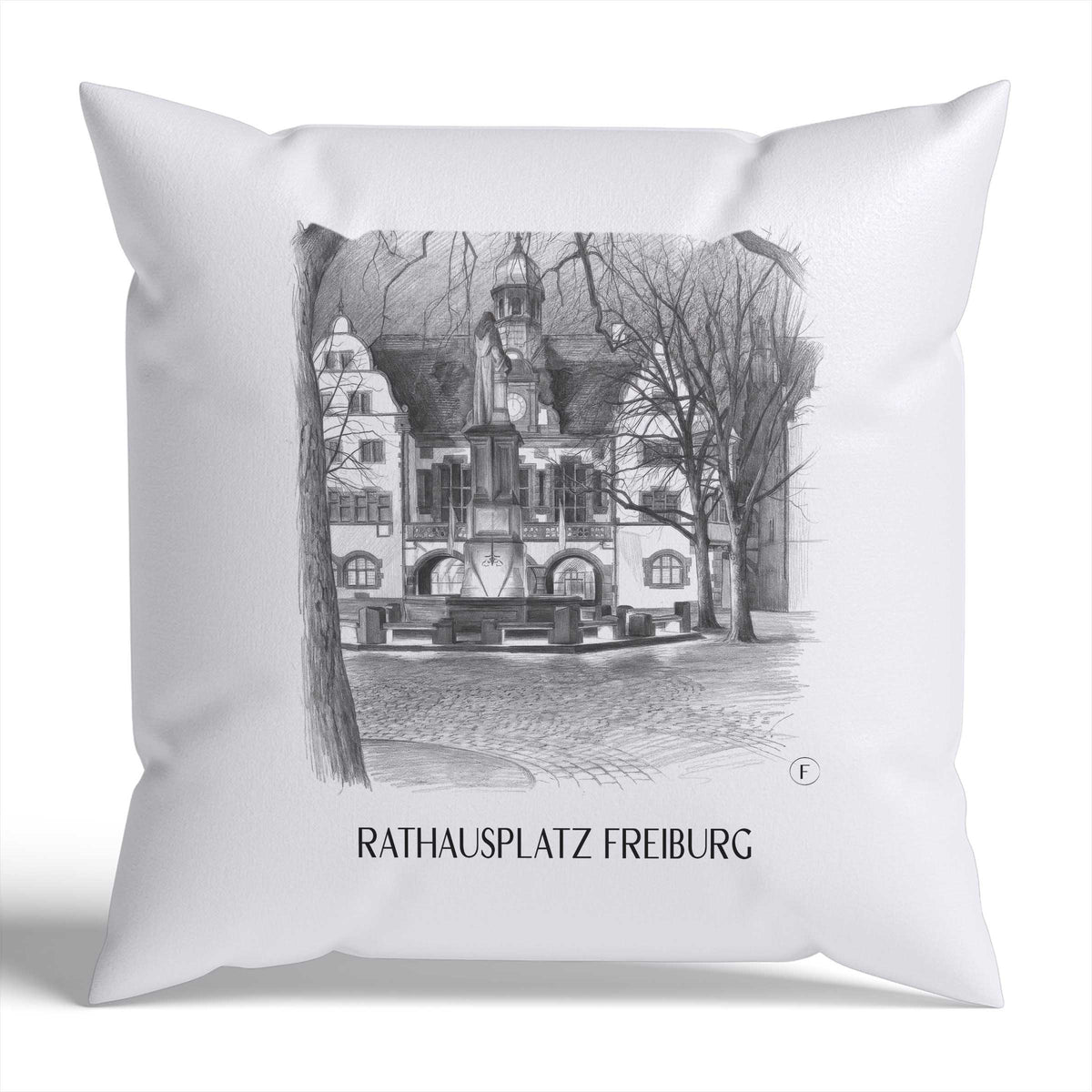rathausplatz-freiburg-deutschland-kissenbezug-bleistift-zeichnung-drawing