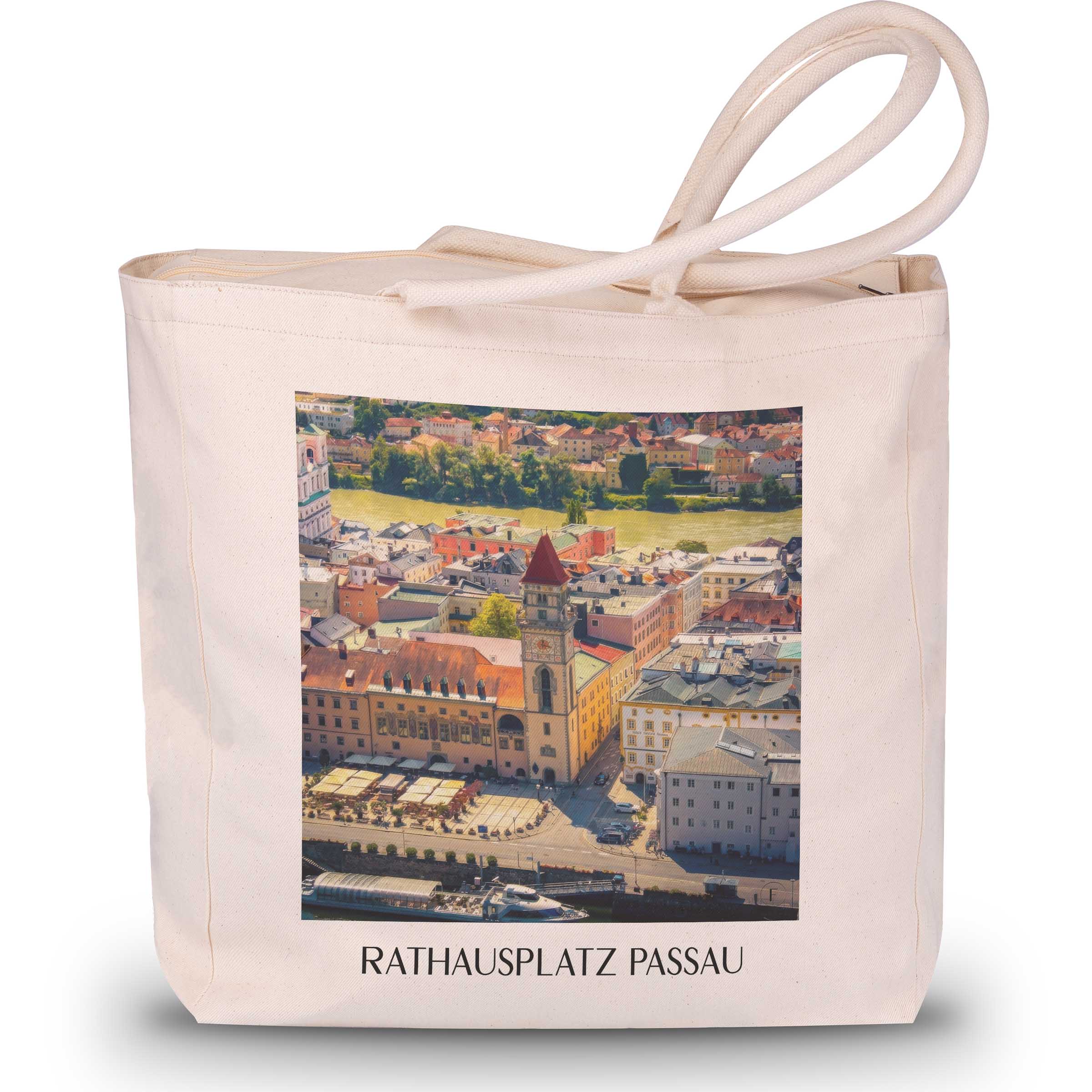 rathausplatz-passau-deutschland-einkaufstasche-oil-painting-oelgemaelde
