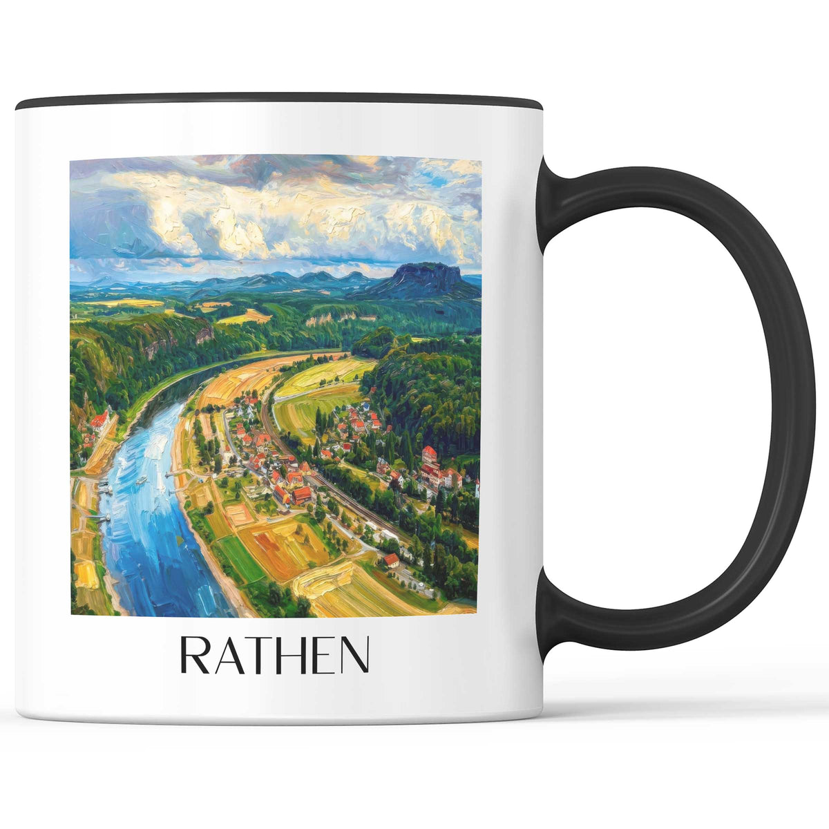 Rathen Kaffeebecher - Sächsische Schweiz - Deutschland Becher - Kaffeetasse im Ölgemälde Stil - favplace
