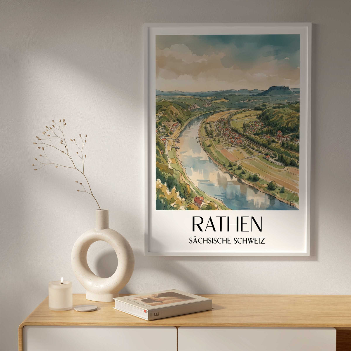 rathen-sächsische-schweiz-deutschland-poster-aquarell