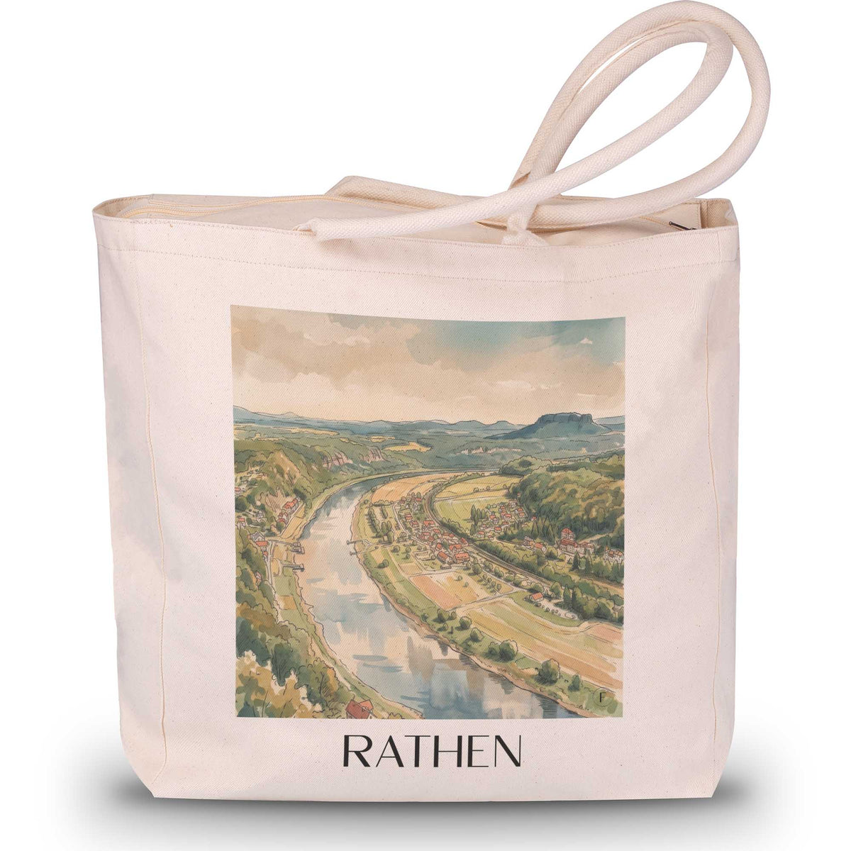 Rathen Shopping Tasche - Sächsische Schweiz - Deutschland Tote Bag - Einkaufstasche im Aquarell Stil - favplace