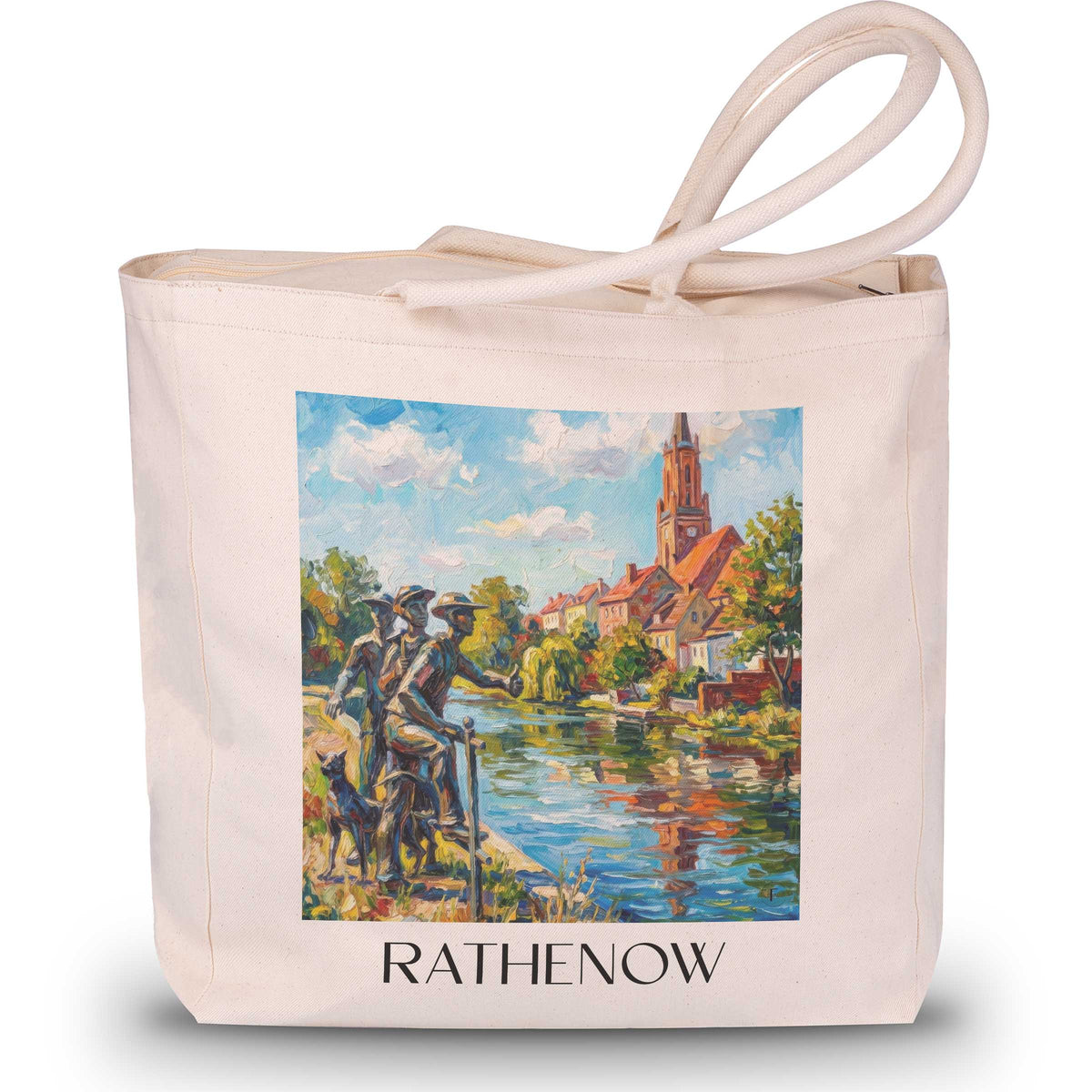 Rathenow Shopping Tasche - Havelland - Deutschland Tote Bag - Einkaufstasche im Ölgemälde Stil - favplace