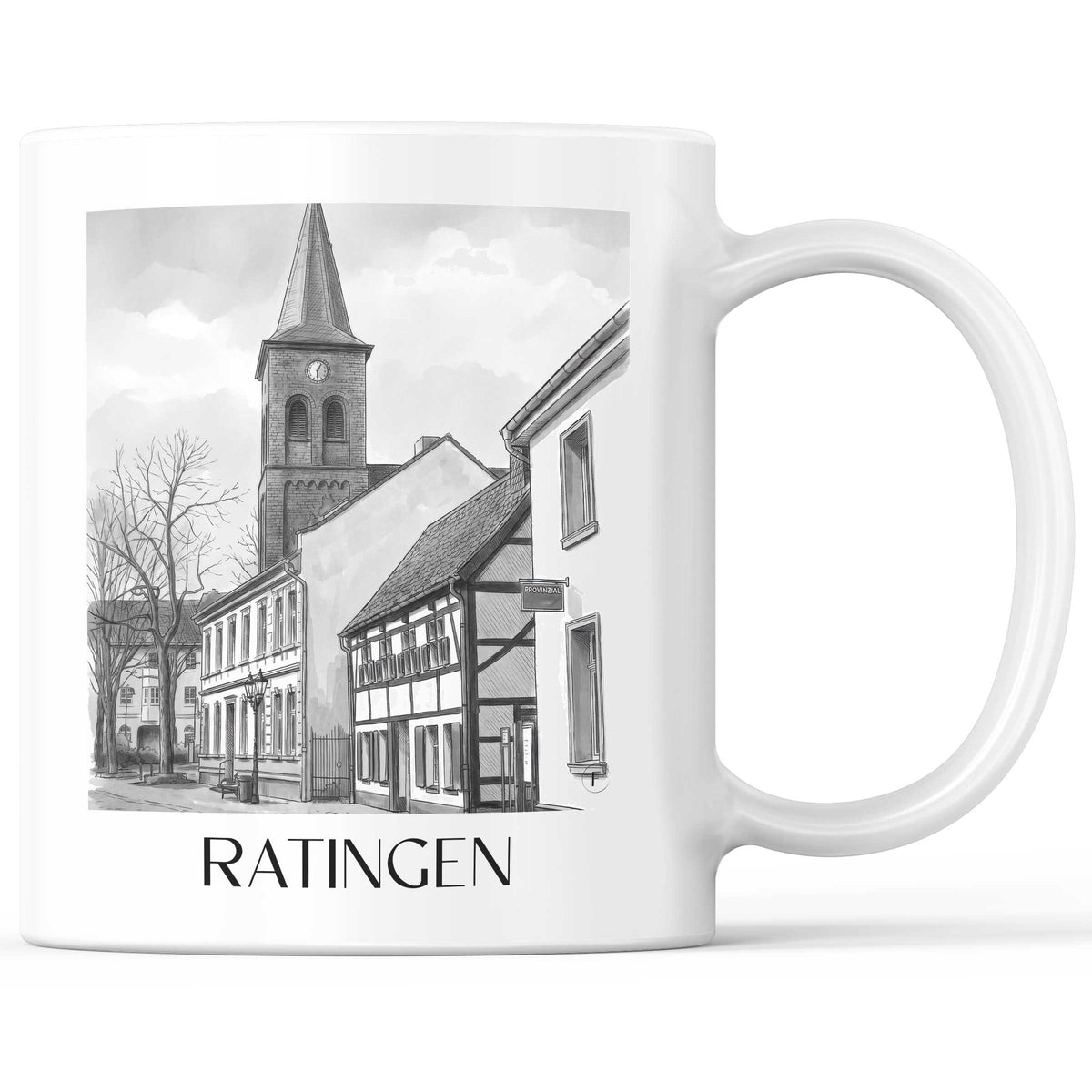 Ratingen - Deutschland Becher - Kaffeetasse im Aquarell Schwarz-Weiß Stil - favplace