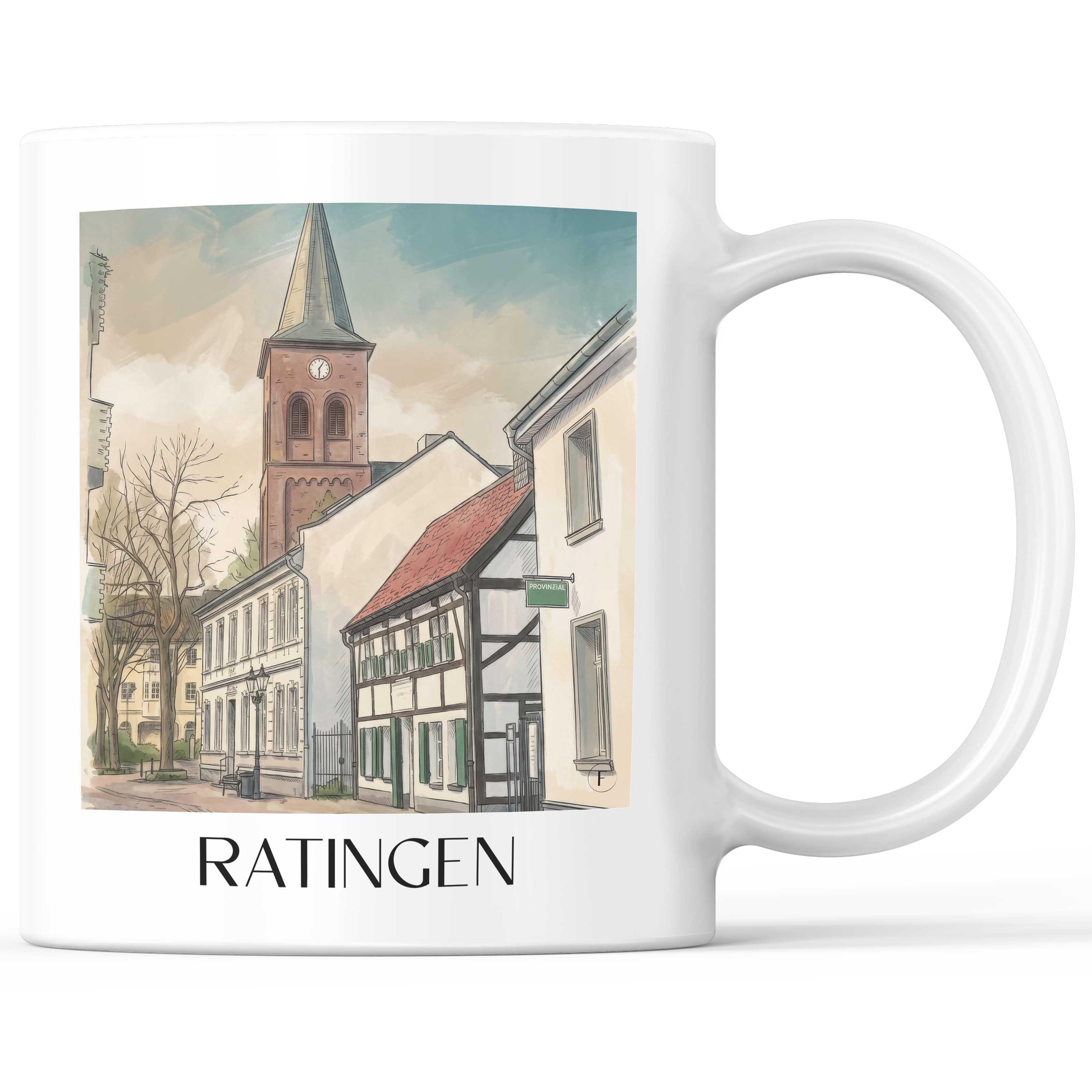 Ratingen - Deutschland Becher - Kaffeetasse im Aquarell Stil - favplace