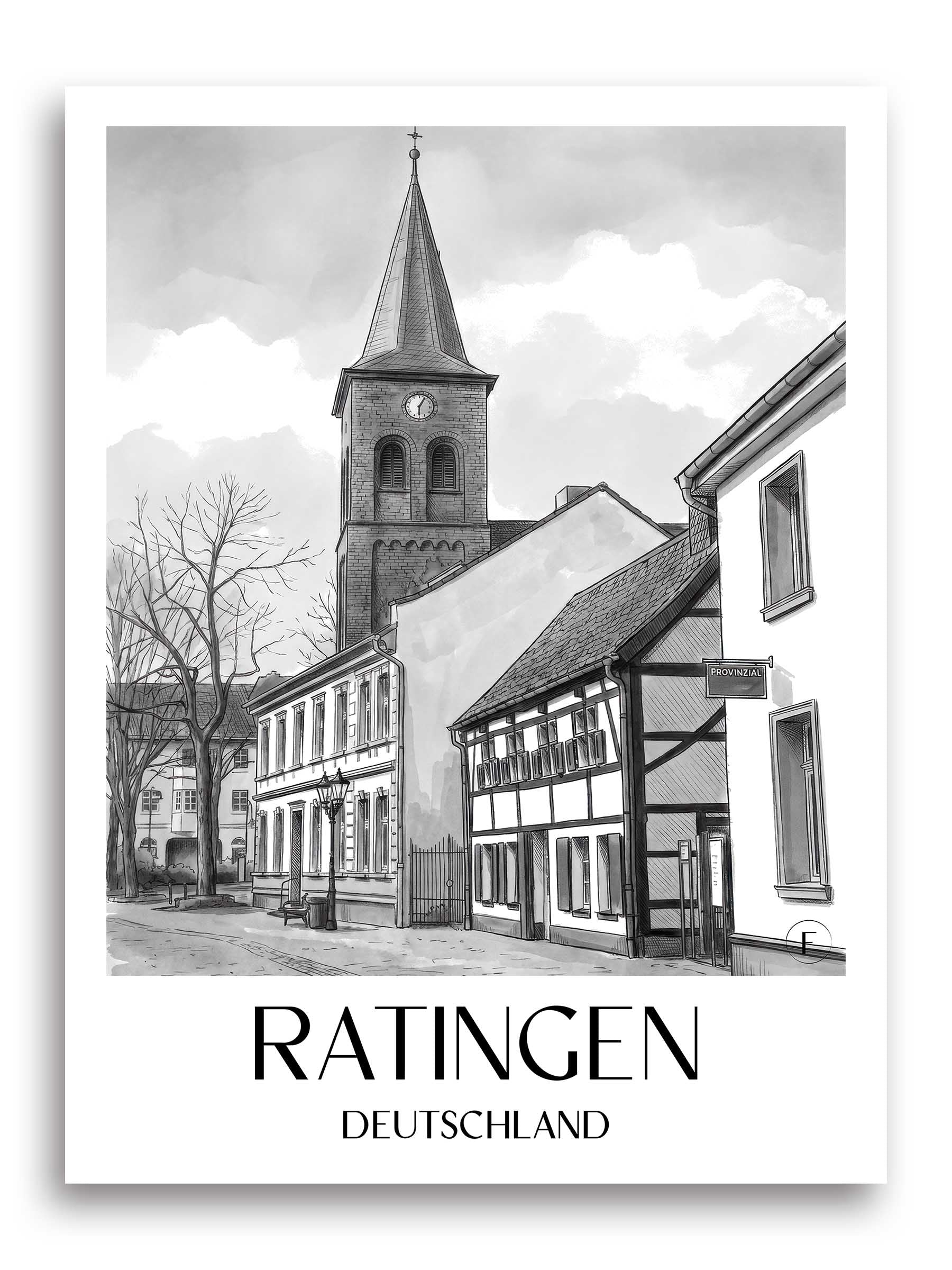 ratingen-deutschland-poster-aquarell-schwarz-weiss