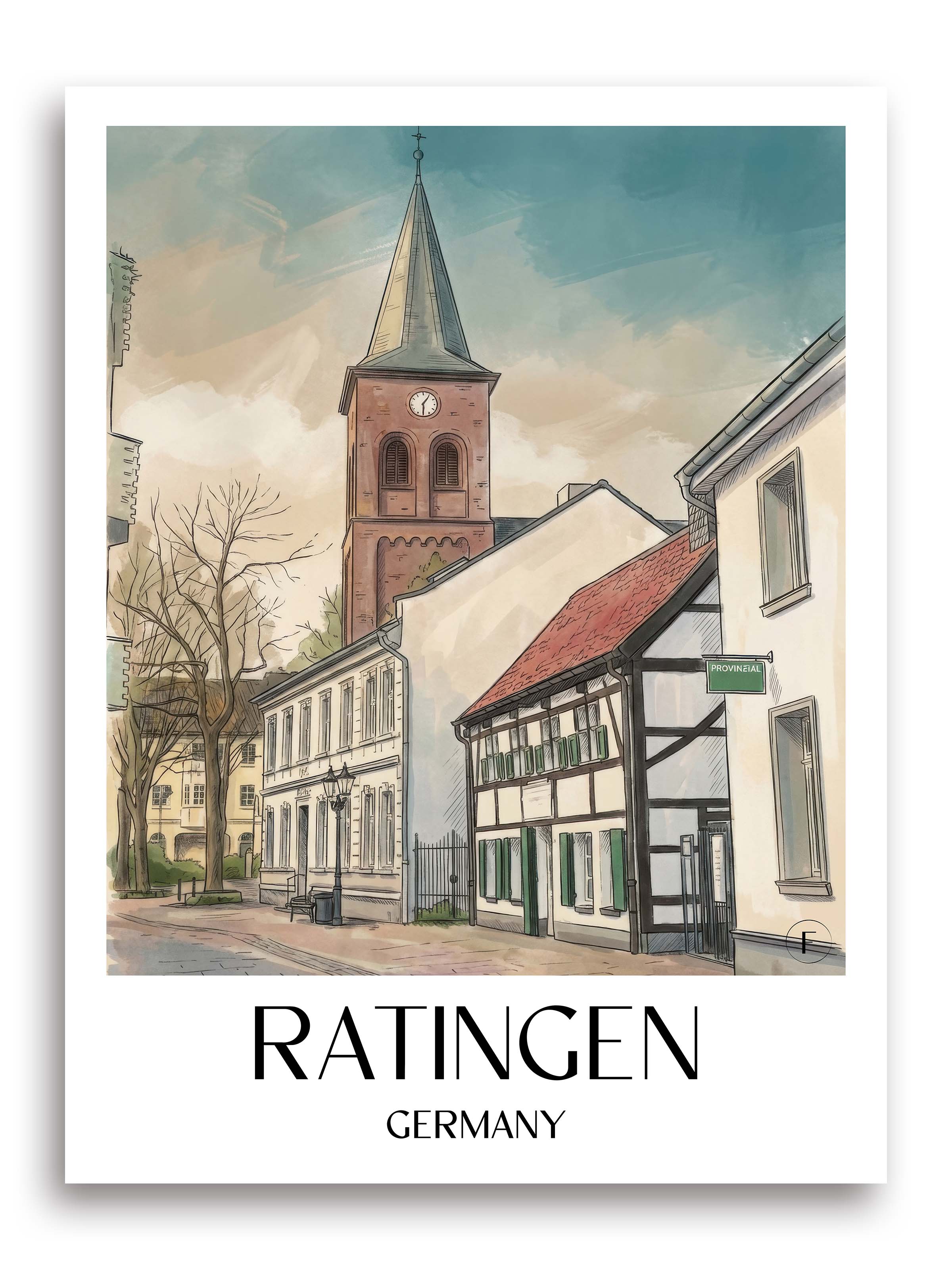 Ratingen Poster - - Deutschland Kunstdruck - Aquarell von A4 bis A1 - favplace