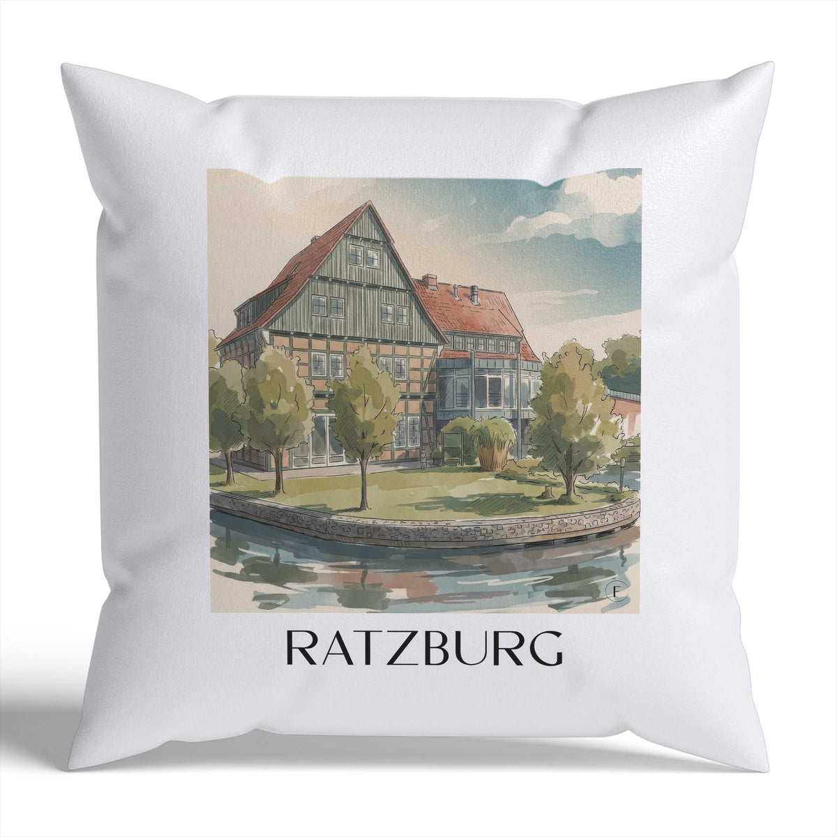 ratzburg-schleswig-holstein-deutschland-kissenbezug-aquarell