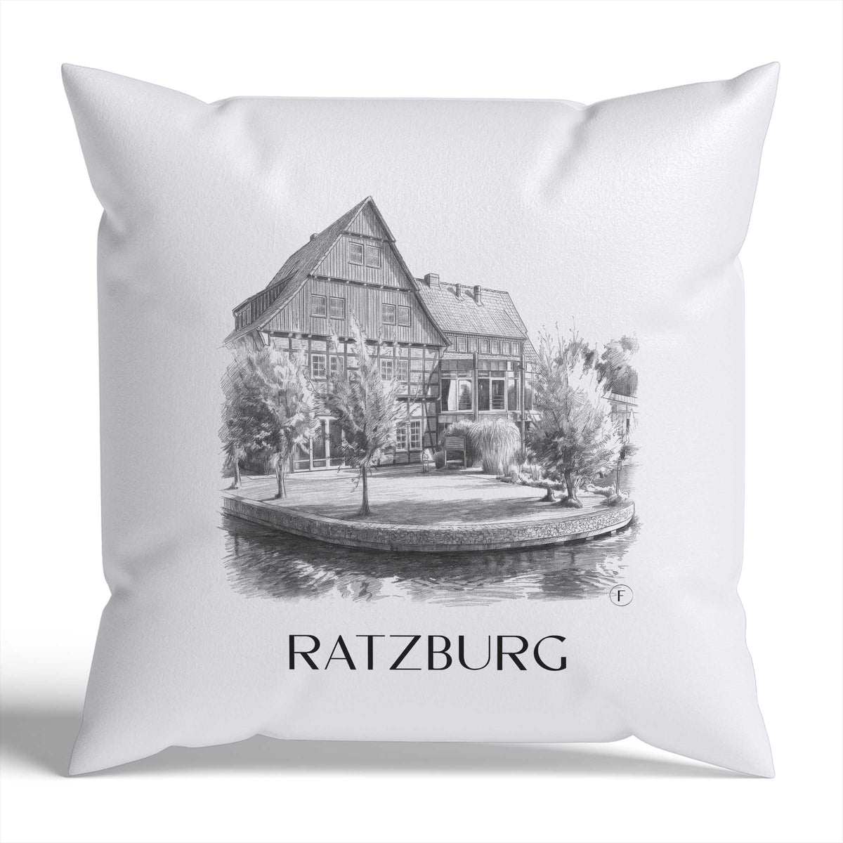 ratzburg-schleswig-holstein-deutschland-kissenbezug-bleistift-zeichnung-drawing