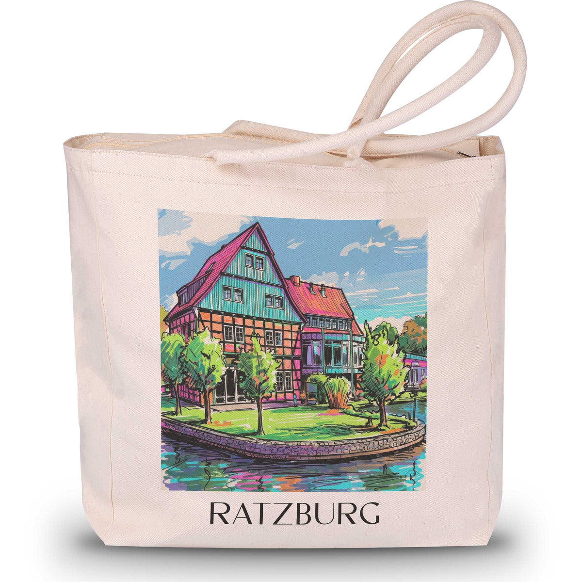 Ratzburg Shopping Tasche - Schleswig-Holstein - Deutschland Tote Bag - Einkaufstasche im Tag Graffiti Stil - favplace