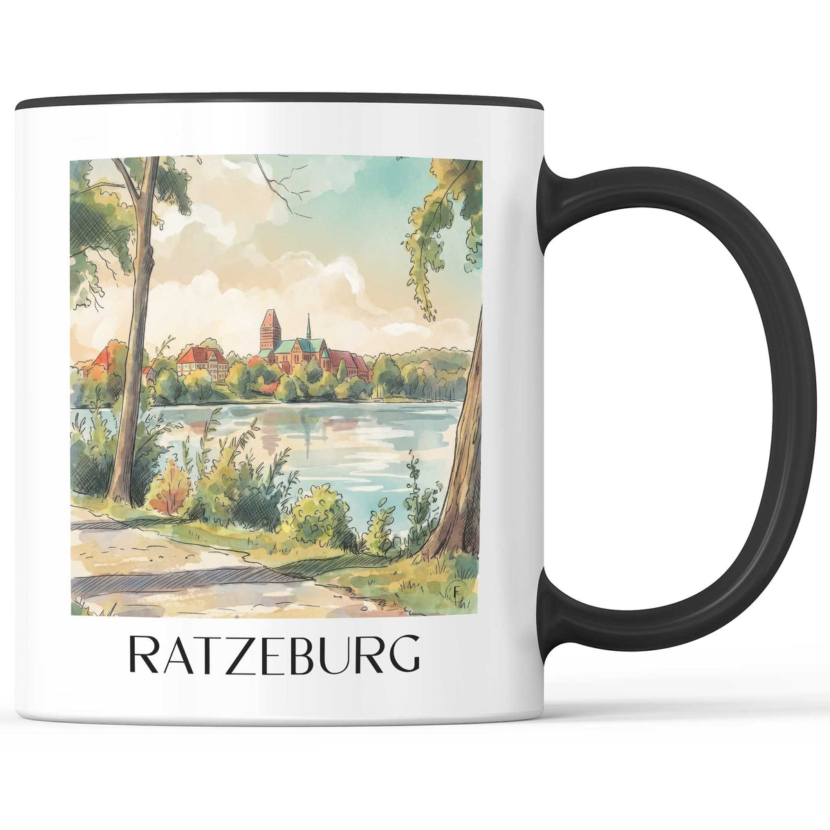 ratzeburg-schleswig-holstein-deutschland-kaffeebecher-aquarell