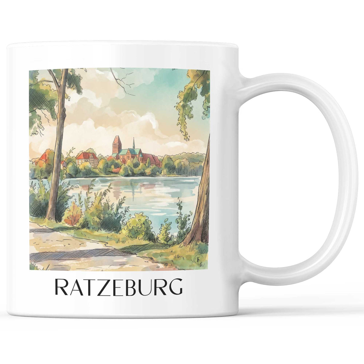 Ratzeburg Kaffeebecher - Schleswig-Holstein - Deutschland Becher - Kaffeetasse im Aquarell Stil - favplace