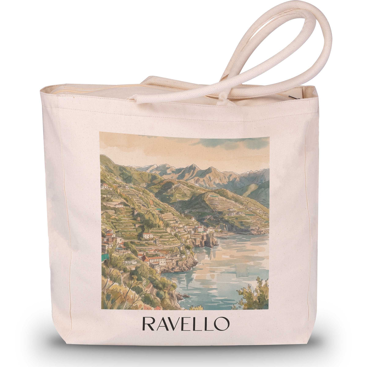 Ravello Shopping Tasche - Kampanien - Italien Tote Bag - Einkaufstasche im Aquarell Stil - favplace