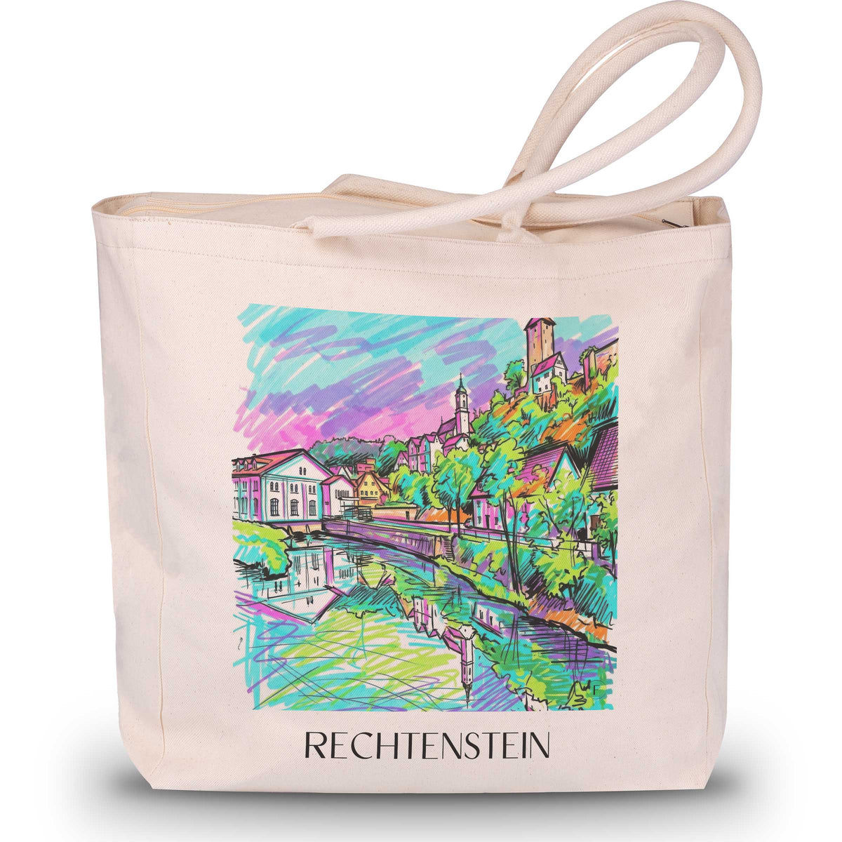 Rechtenstein - Deutschland Tote Bag - Einkaufstasche im Tag Graffiti Stil - favplace