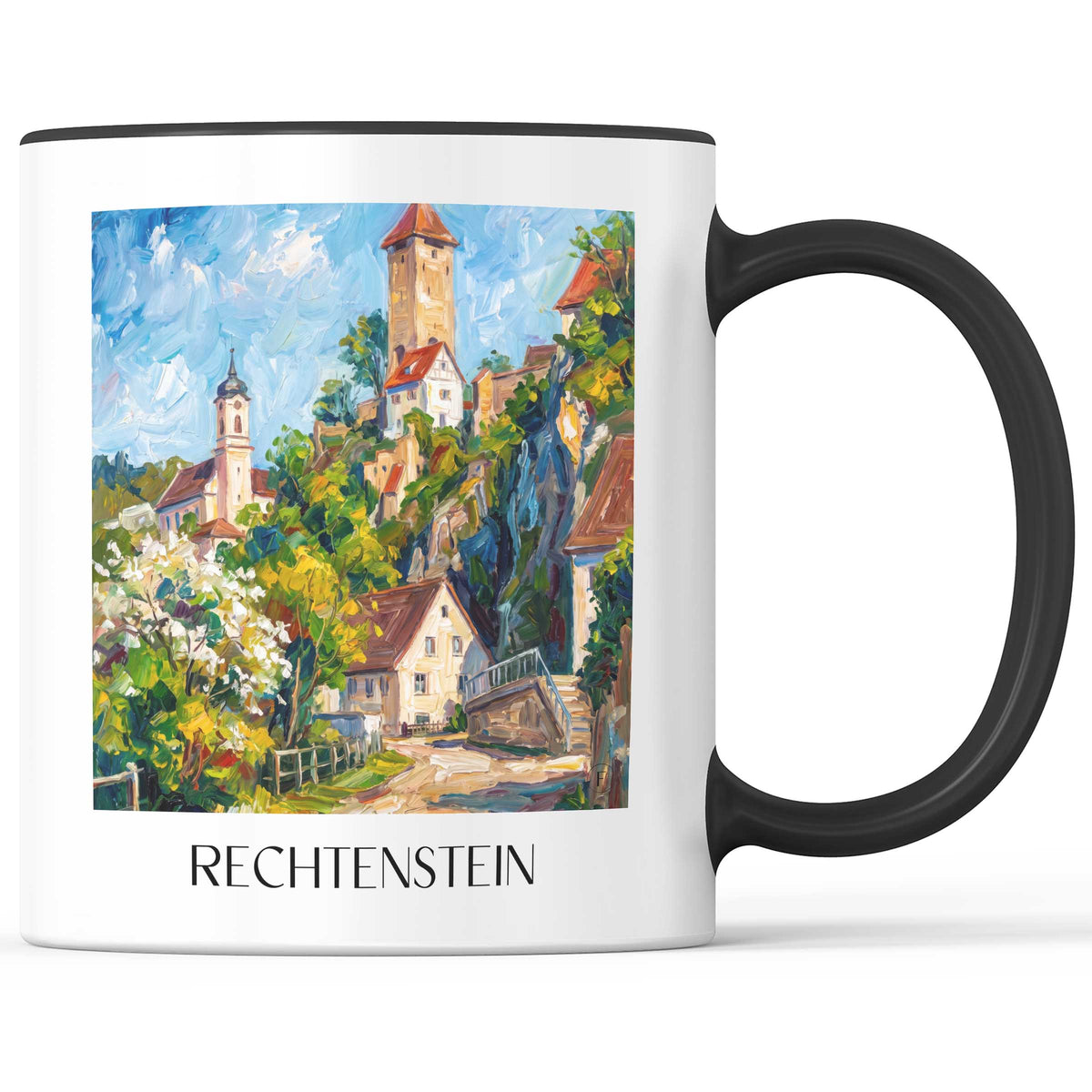 rechtenstein-schwäbische-alb-deutschland-kaffeebecher-oil-painting-oelgemaelde