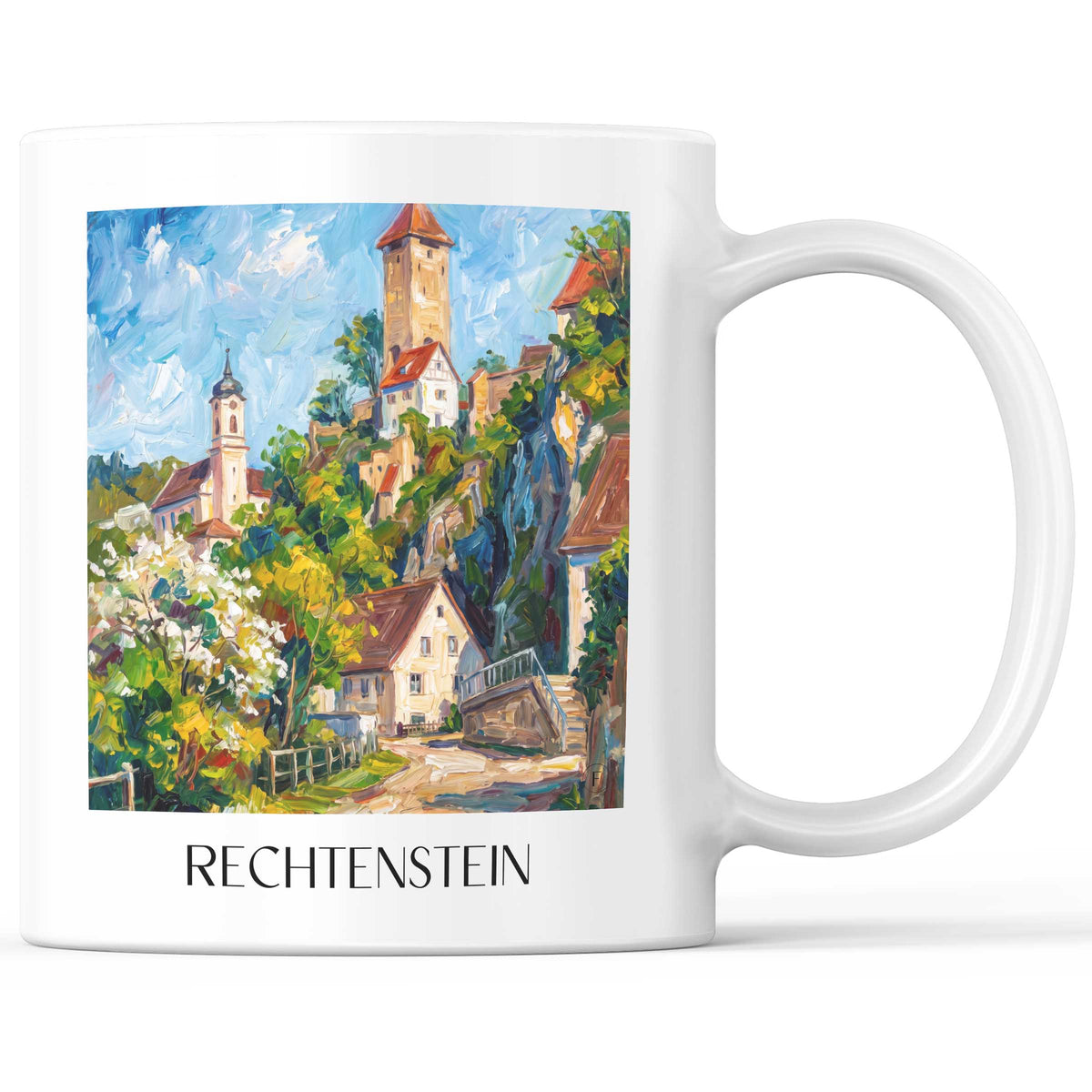 rechtenstein-schwäbische-alb-deutschland-kaffeebecher-oil-painting-oelgemaelde