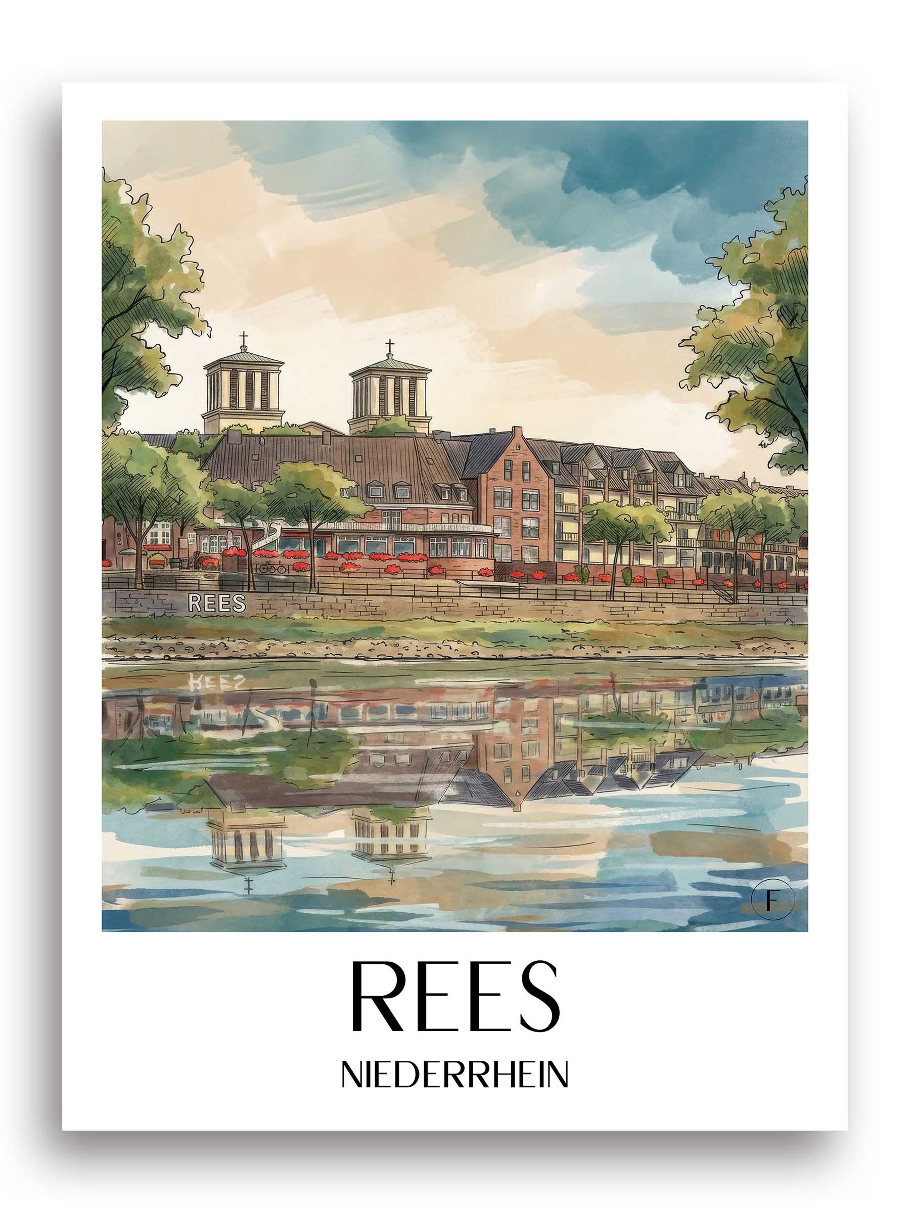 rees-niederrhein-deutschland-poster-aquarell