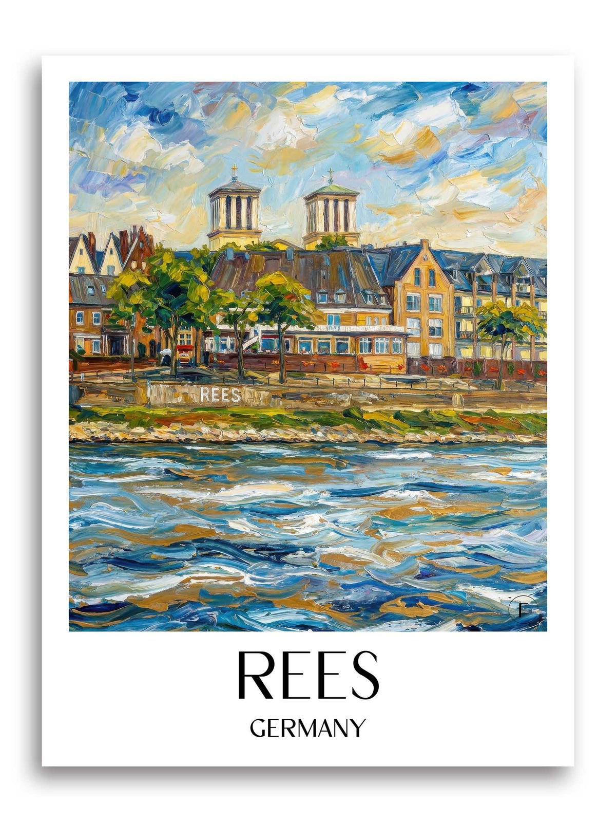 Rees Poster - Niederrhein - Deutschland Kunstdruck - Ölgemälde von A4 bis A1 - favplace