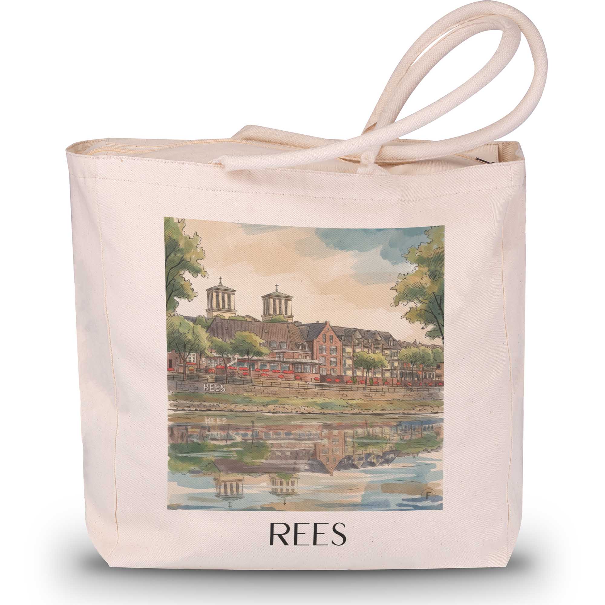 rees-niederrhein-deutschland-einkaufstasche-aquarell