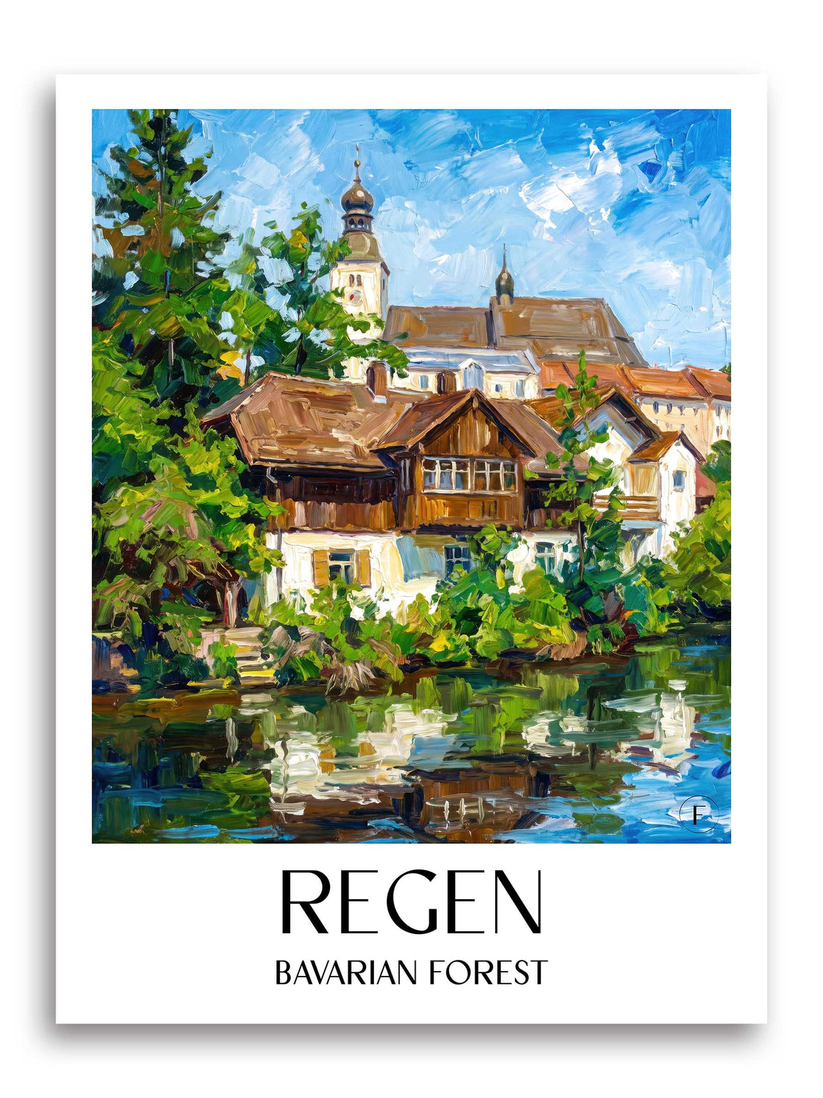 Regen Poster - Bayrischer Wald - Deutschland Kunstdruck - Ölgemälde von A4 bis A1 - favplace