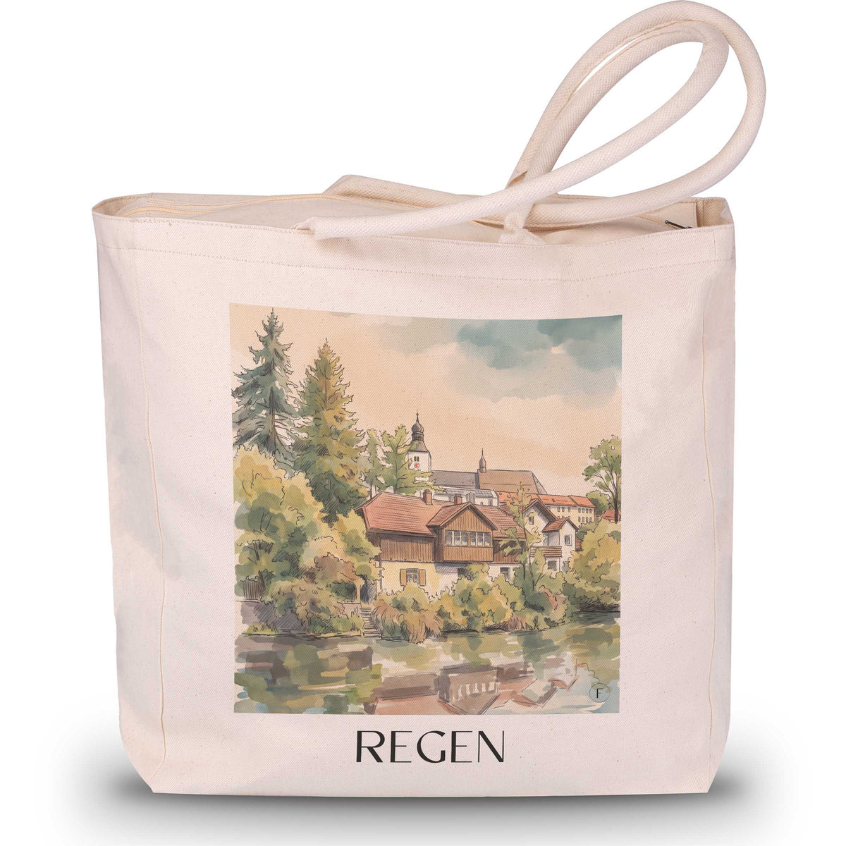 regen-bayrischer-wald-deutschland-einkaufstasche-aquarell