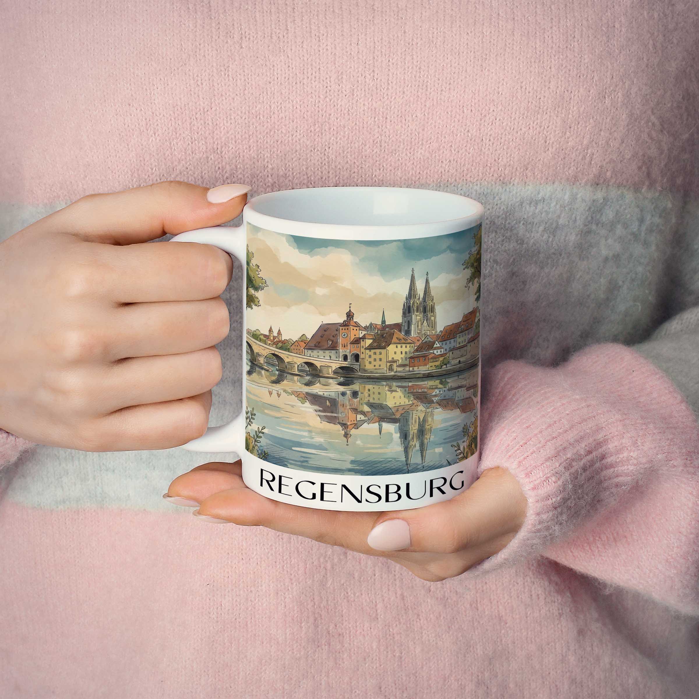 regensburg-bayern-deutschland-kaffeebecher-aquarell