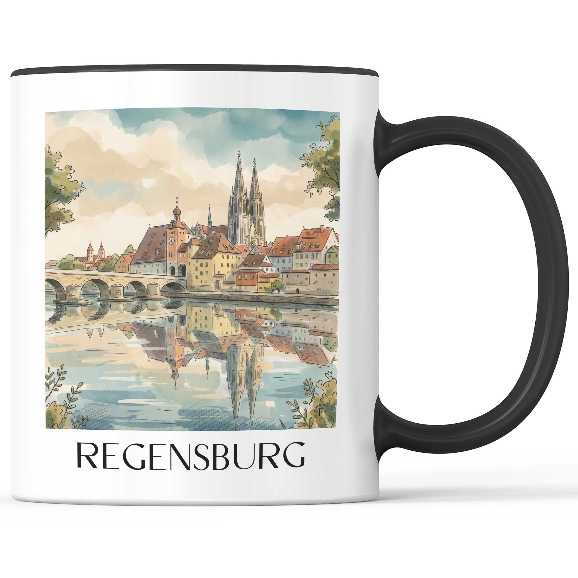 Regensburg Kaffeebecher - Bayern - Deutschland Becher - Kaffeetasse im Aquarell Stil - favplace