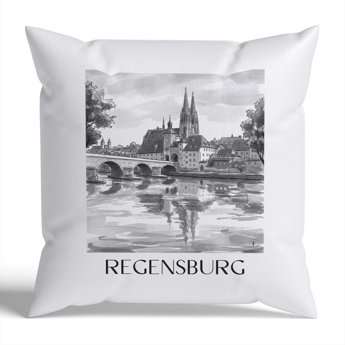 regensburg-bayern-deutschland-kissenbezug-aquarell-schwarz-weiss