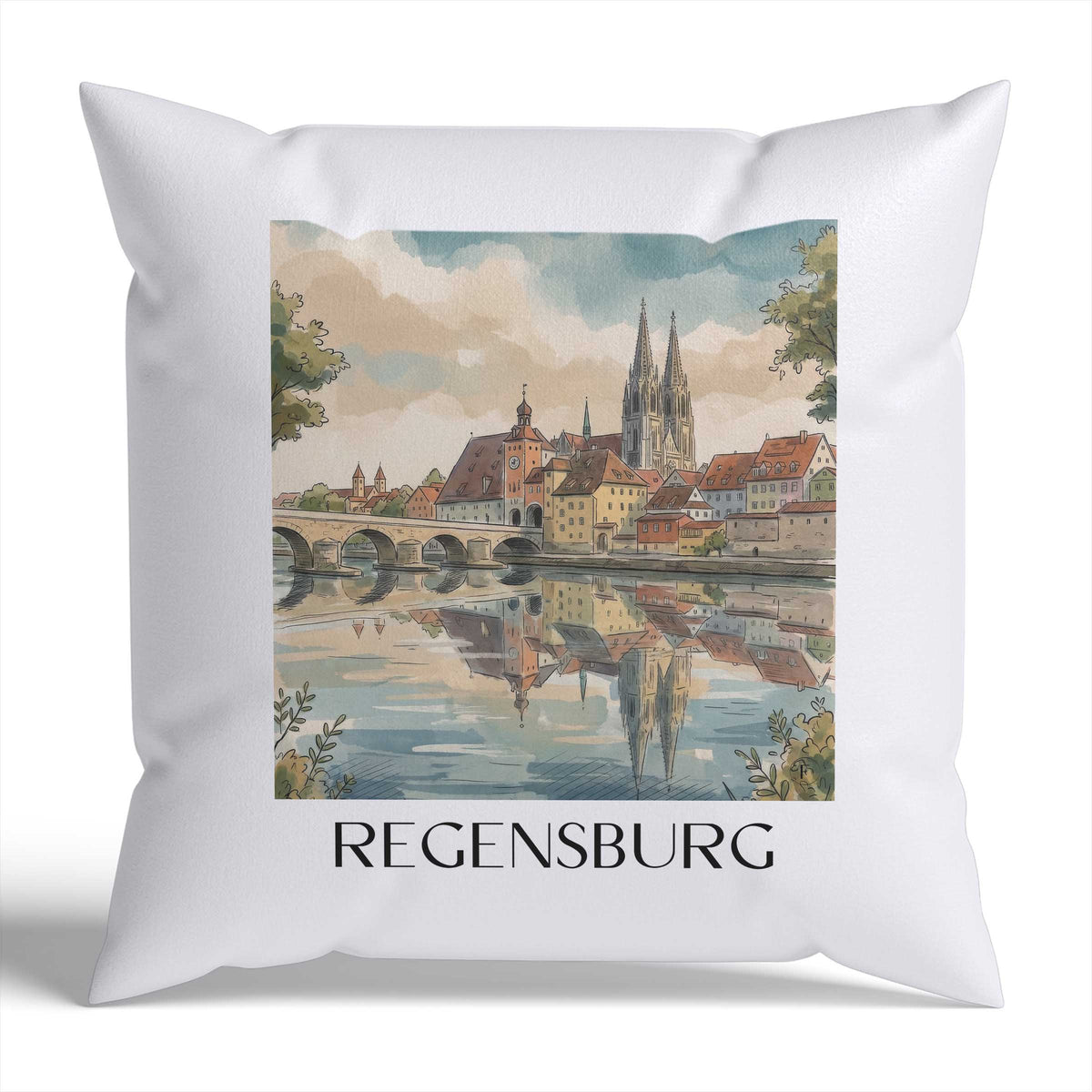 regensburg-bayern-deutschland-kissenbezug-aquarell