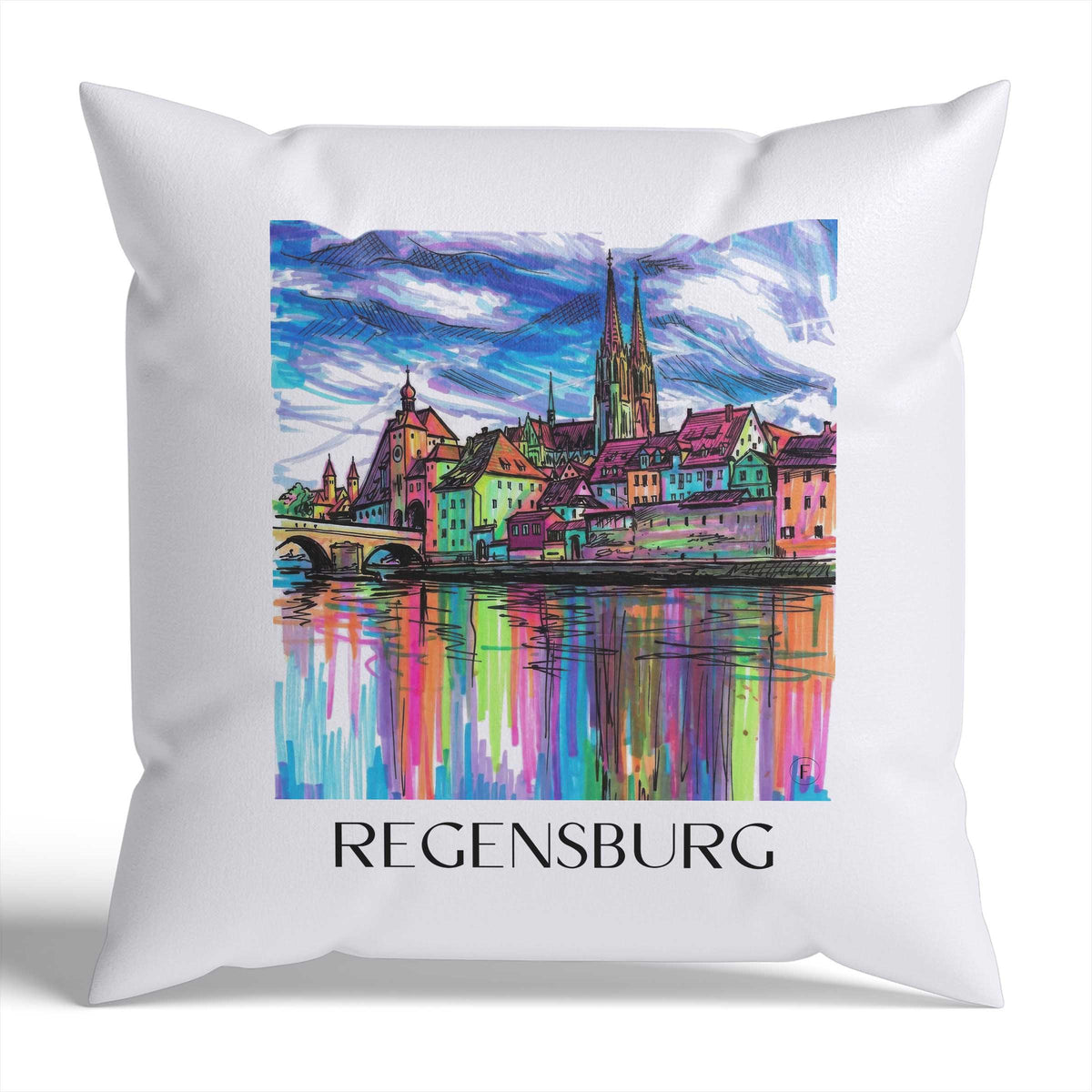 Regensburg Kissenhülle - Zierkissen Bezug - Bayern - Deutschland Kissen bzw. Kissenbezug im Tag Graffiti Stil - favplace