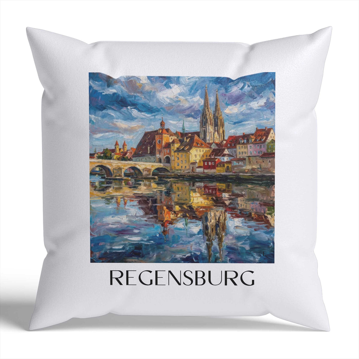 Regensburg Kissenhülle - Zierkissen Bezug - Bayern - Deutschland Kissen bzw. Kissenbezug im Ölgemälde Stil - favplace