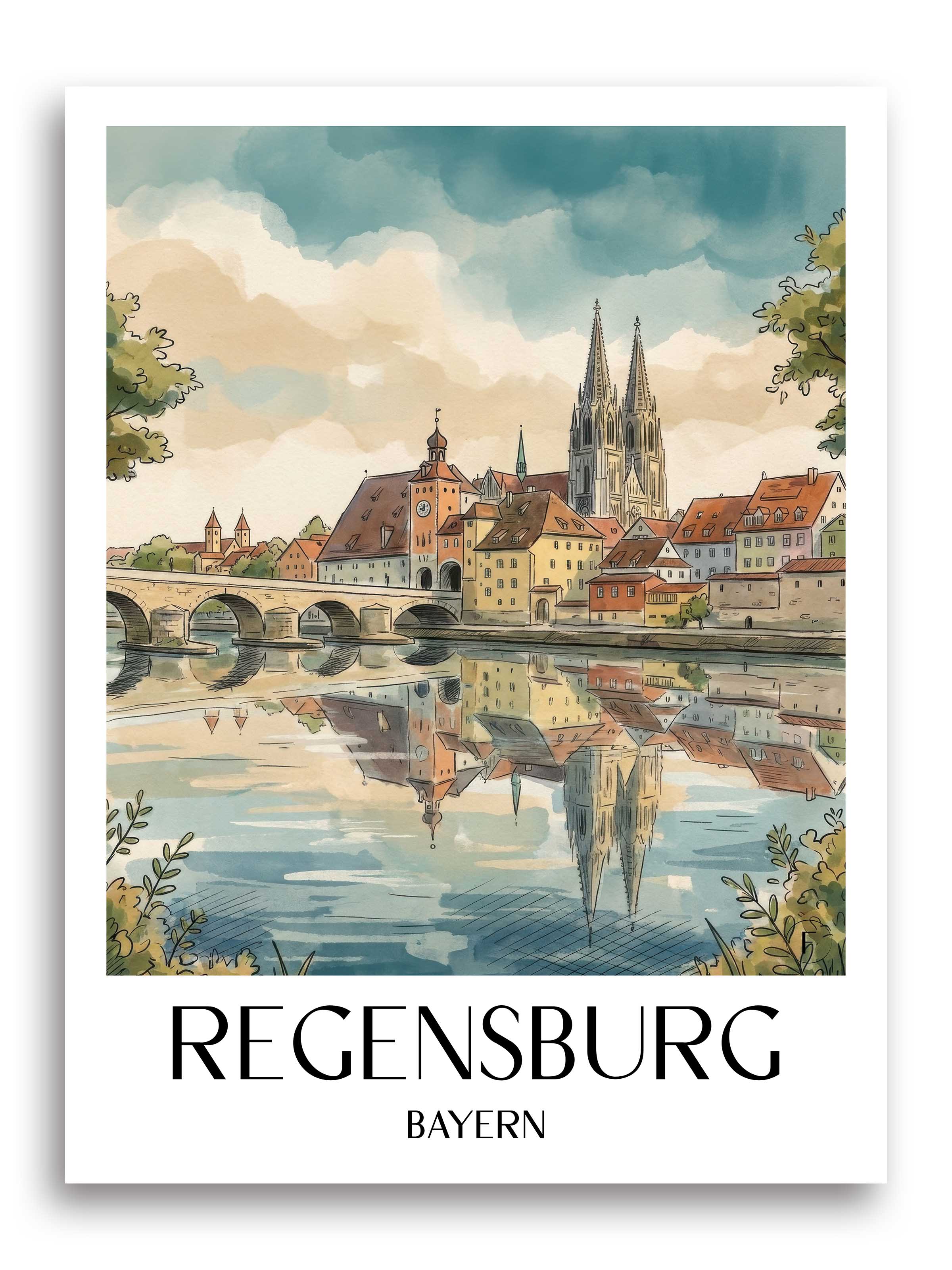 regensburg-bayern-deutschland-poster-aquarell