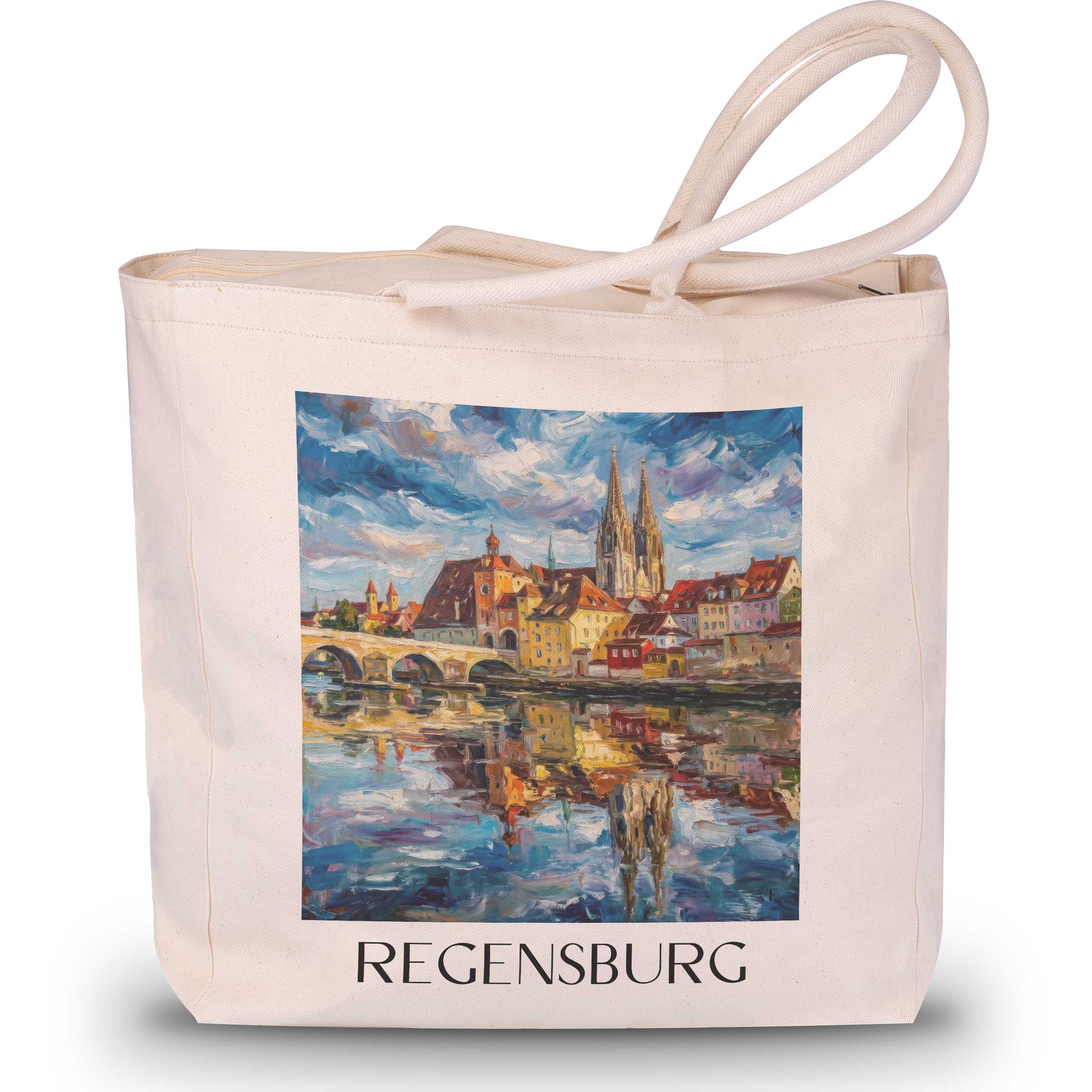regensburg-bayern-deutschland-einkaufstasche-oil-painting-oelgemaelde