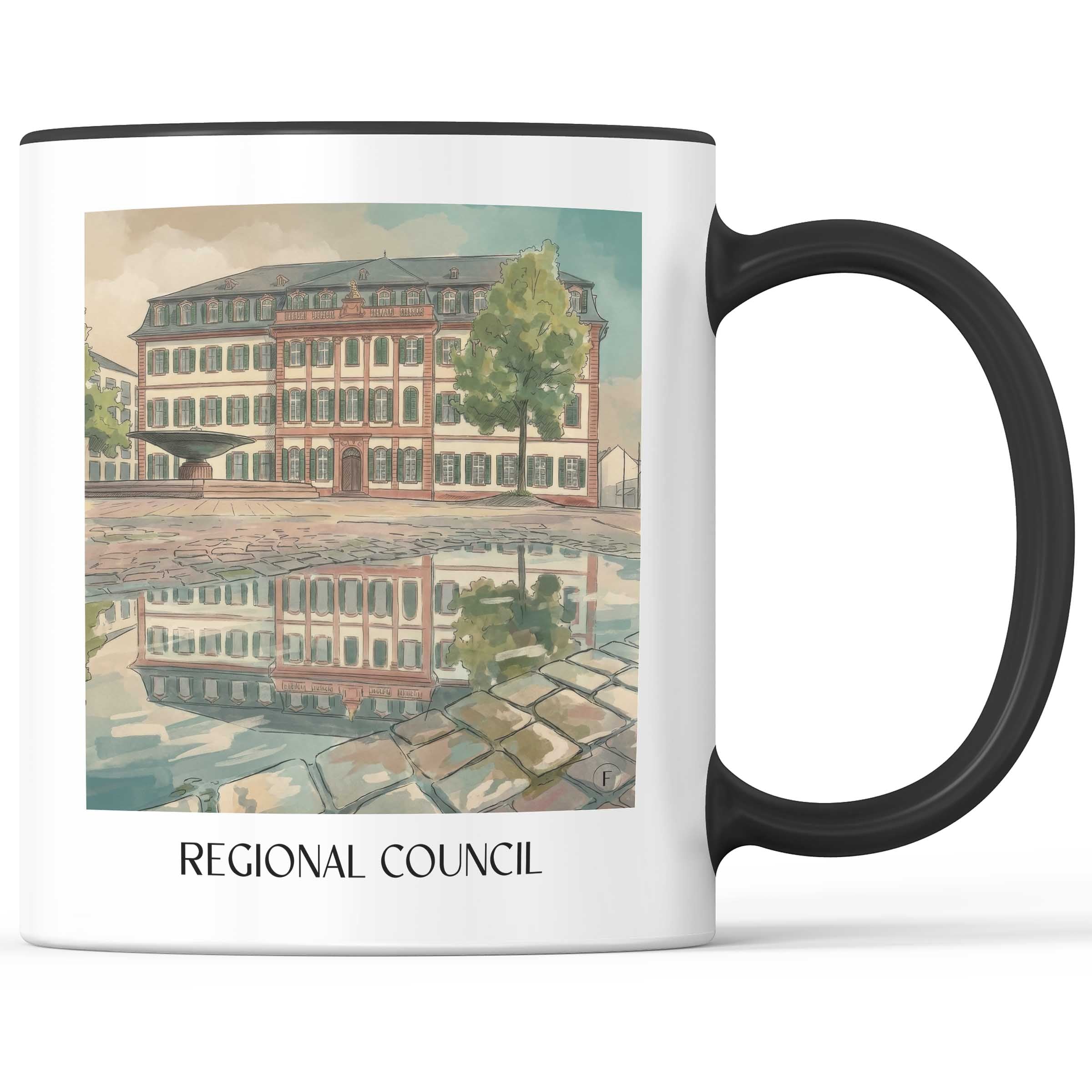 Regierungspräsidium Kaffeebecher - Darmstadt - Deutschland Becher - Kaffeetasse im Aquarell Stil - favplace