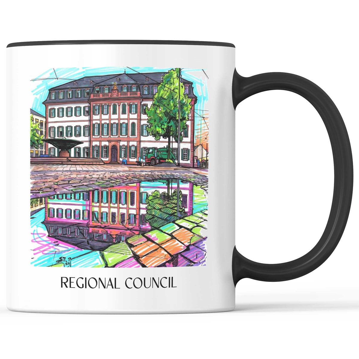 Regierungspräsidium Kaffeebecher - Darmstadt - Deutschland Becher - Kaffeetasse im Tag Graffiti Stil - favplace
