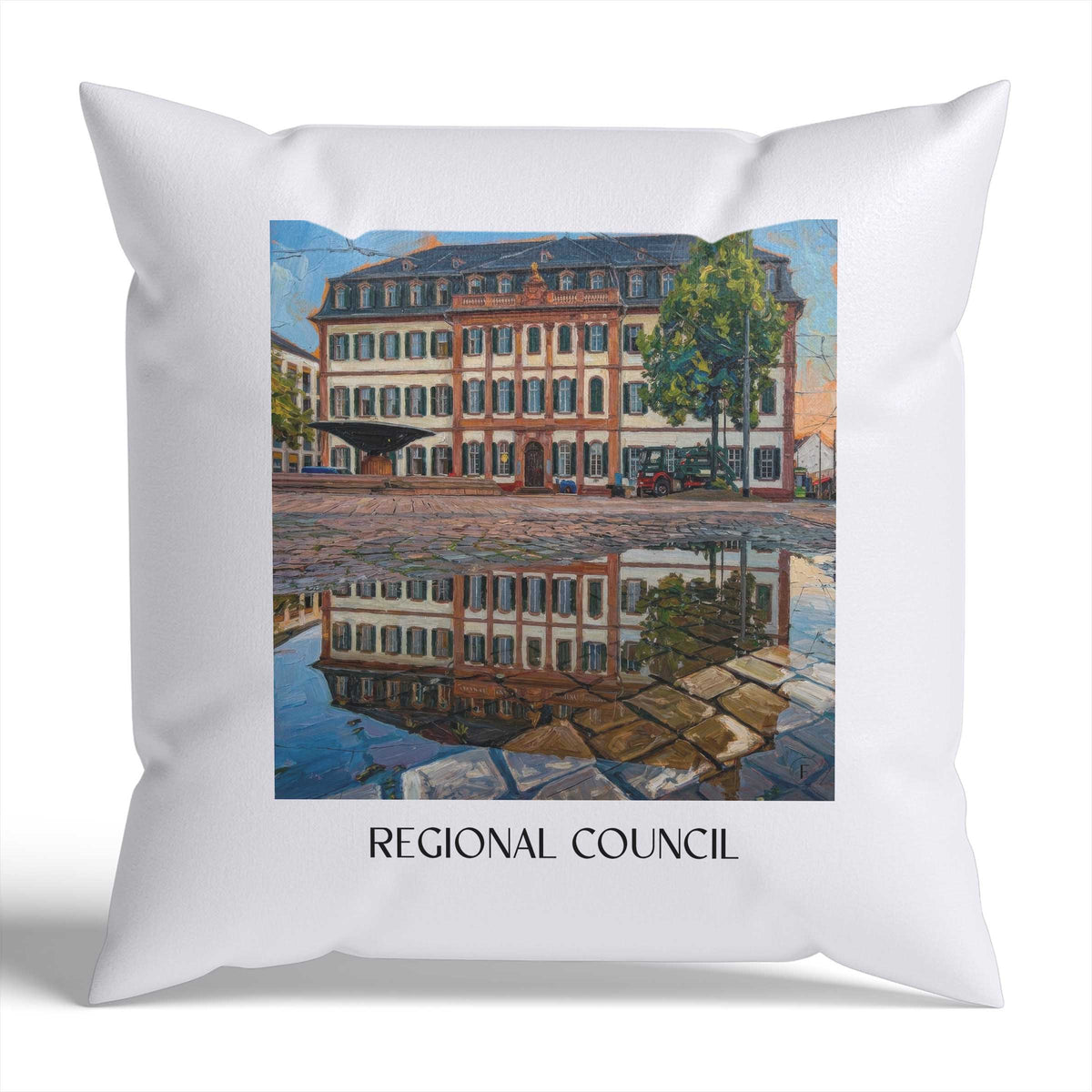 Regierungspräsidium Kissenhülle - Zierkissen Bezug - Darmstadt - Deutschland Kissen bzw. Kissenbezug im Ölgemälde Stil - favplace